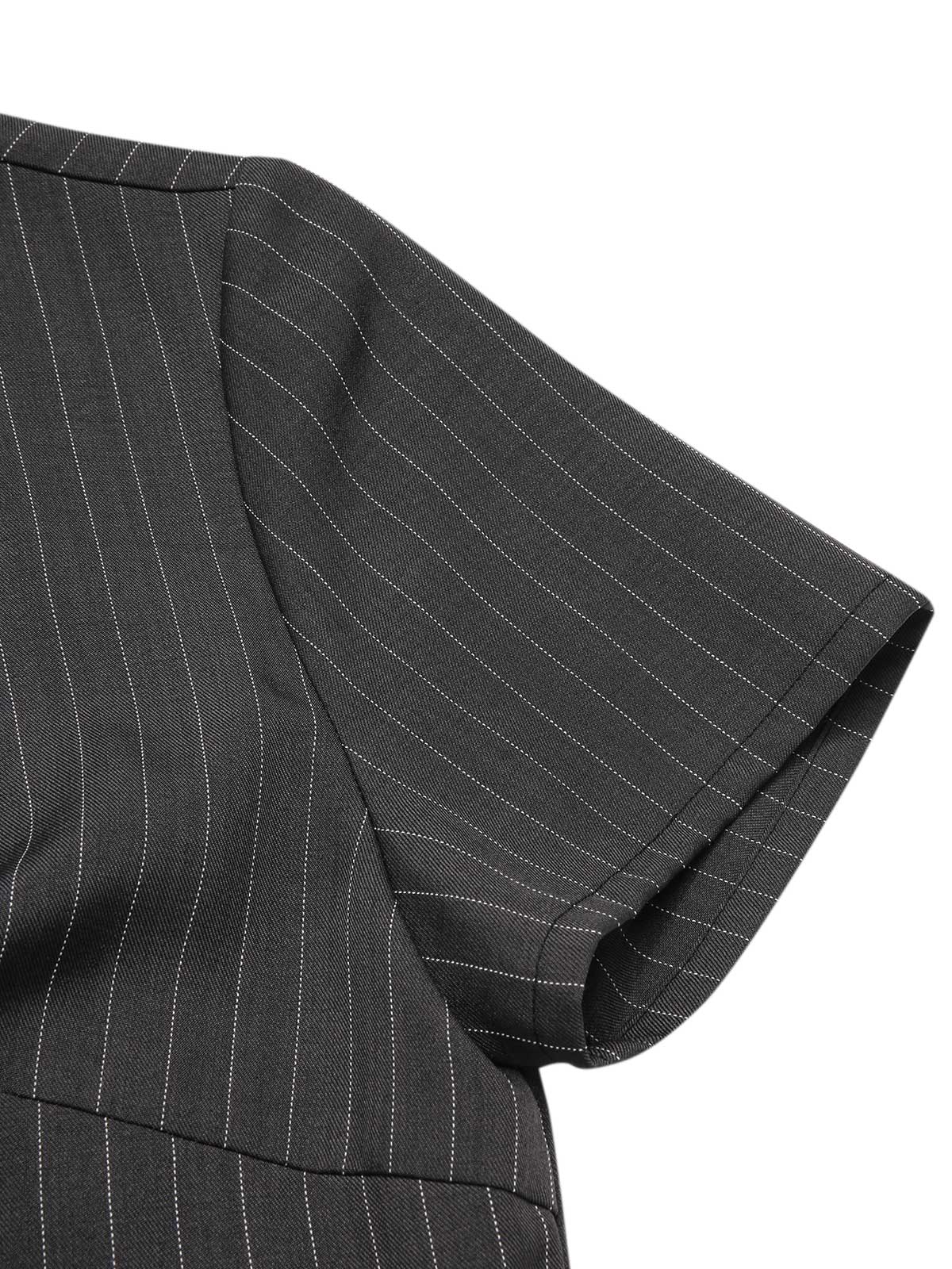 Dark Gray 1950s Striped Office Style Belted Jumpsuit - Image 7