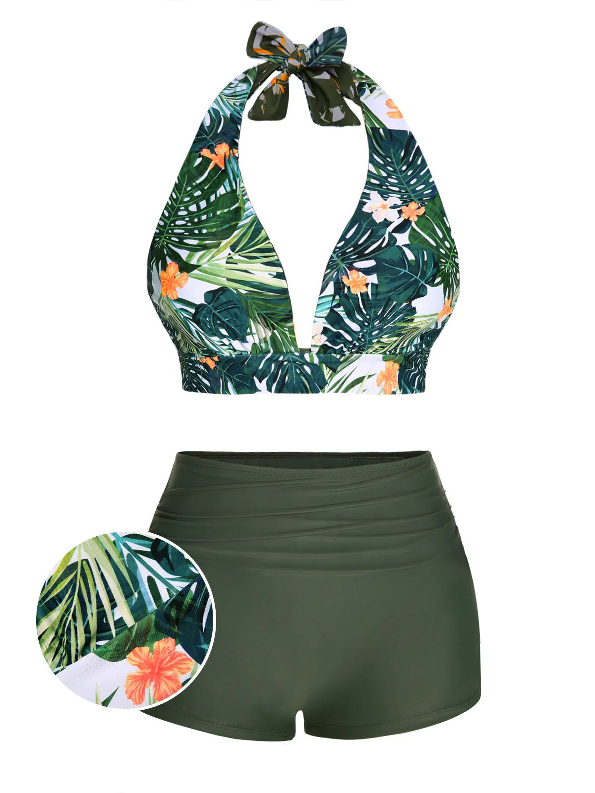Dark Green 1930s Reversible Halter Swimsuit - Image 2