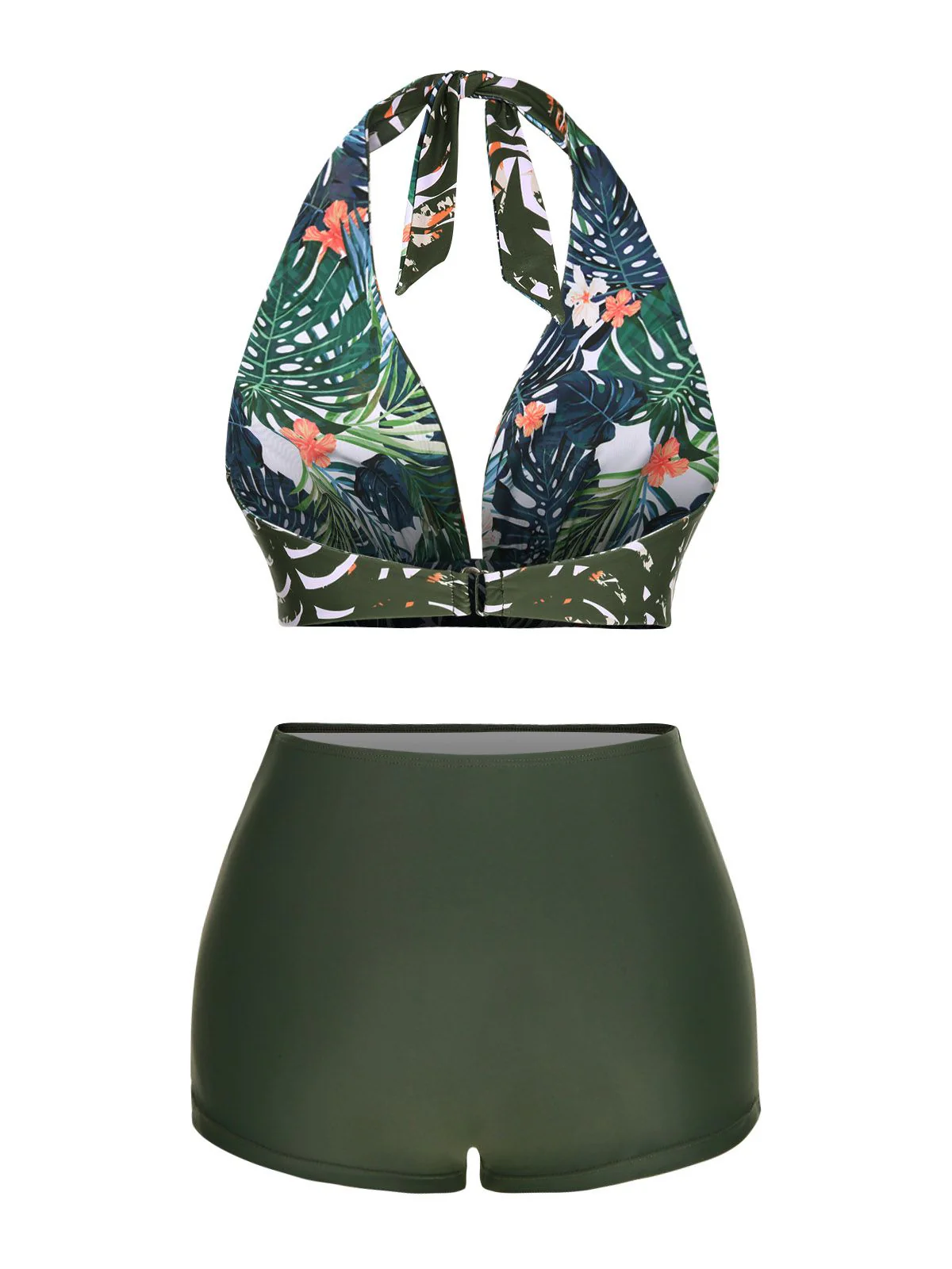 Dark Green 1930s Reversible Halter Swimsuit - Image 3