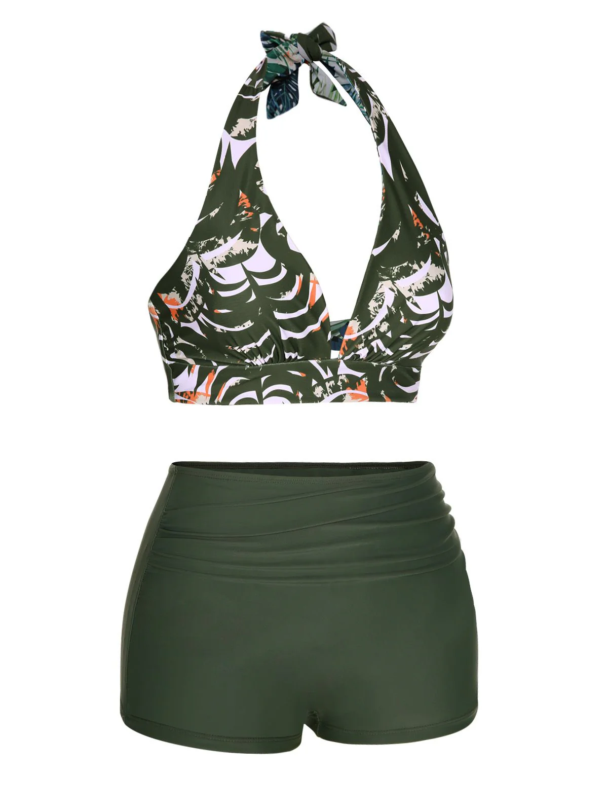 Dark Green 1930s Reversible Halter Swimsuit - Image 4
