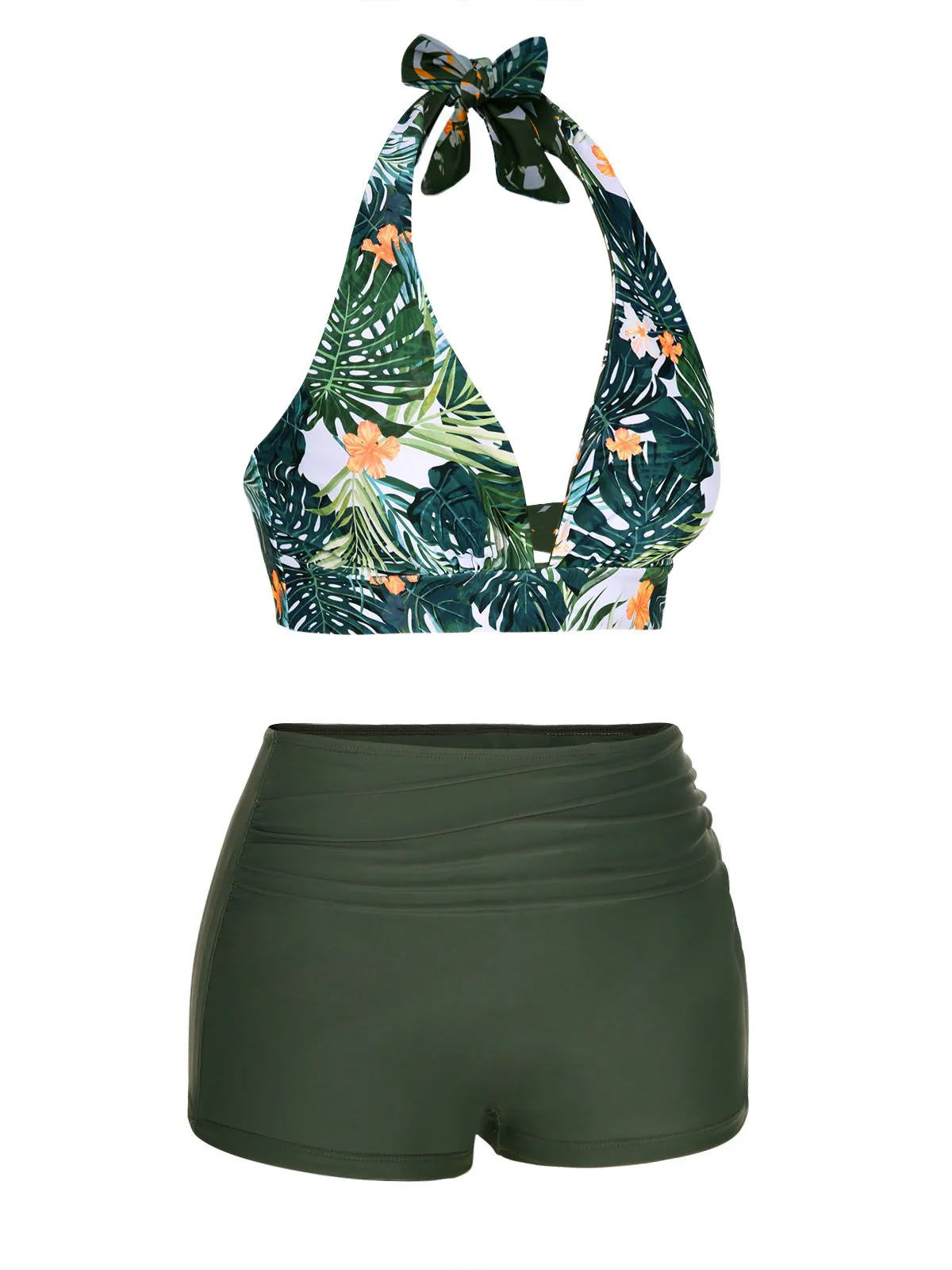 Dark Green 1930s Reversible Halter Swimsuit - Image 7