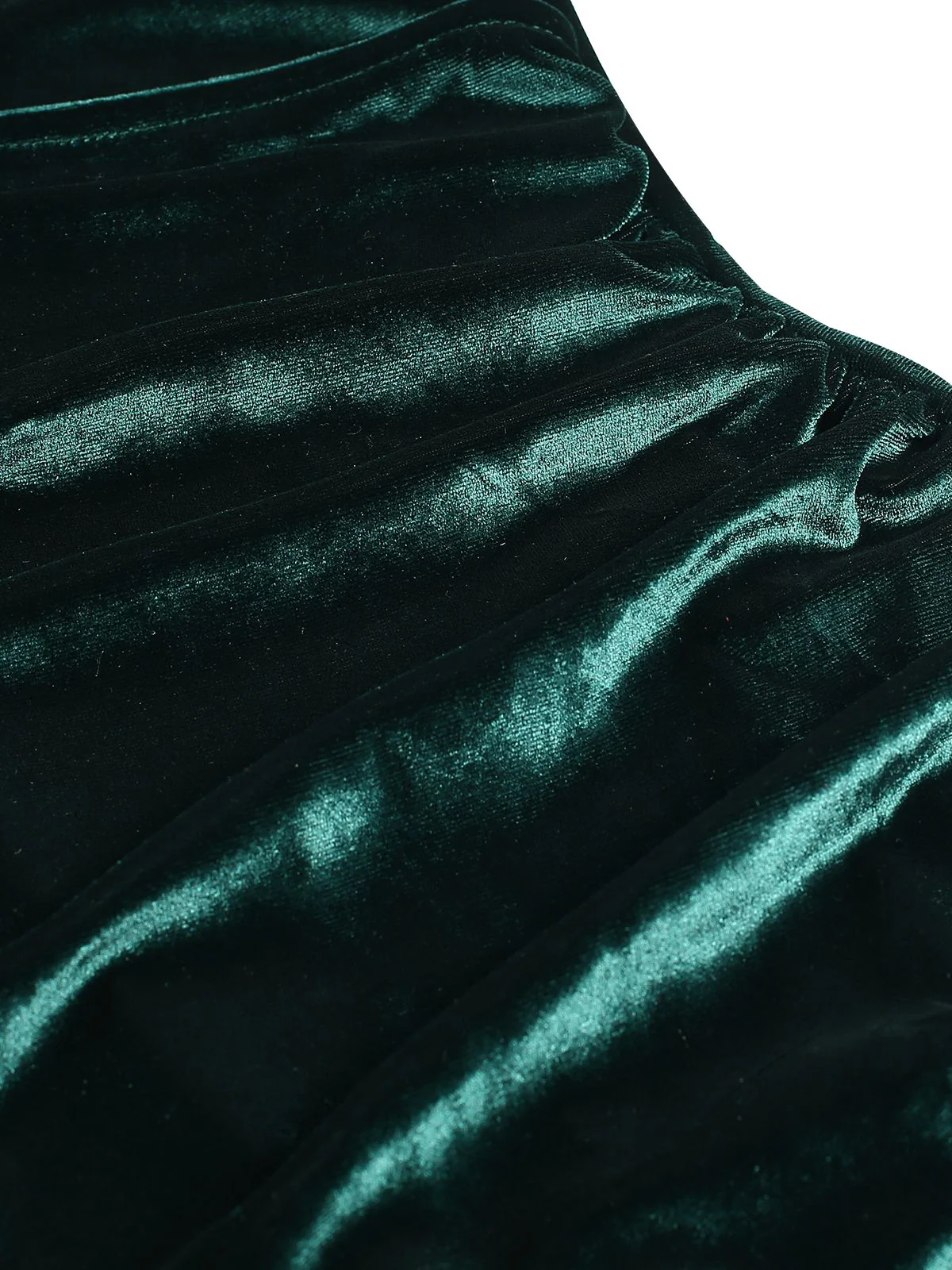 Dark Green 1930s Velvet Solid V-Neck Dress - Image 4