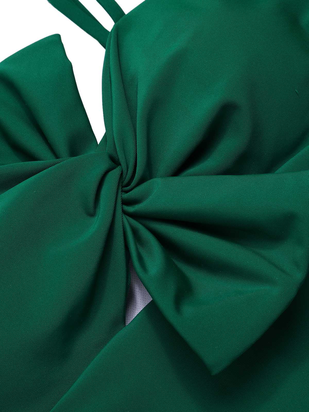 Dark Green 1940s Bow Spaghetti Strap Swimsuit - Image 4