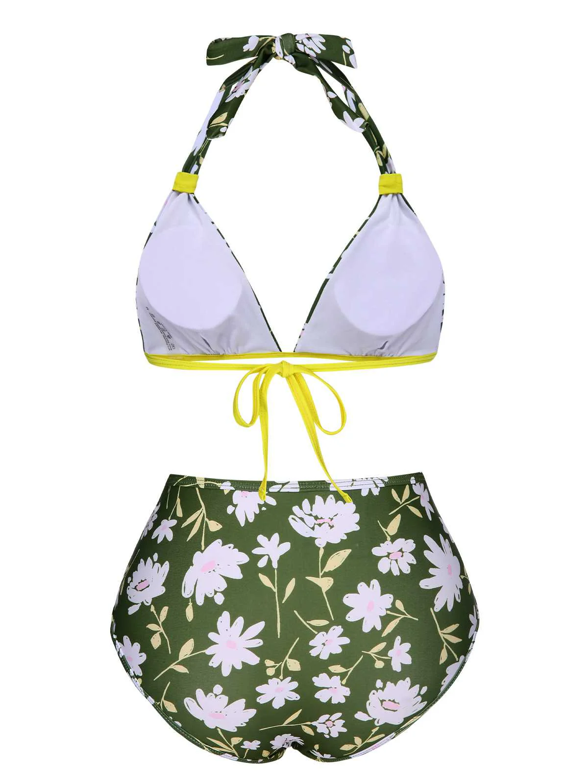 Dark Green 1940s Halter Bow Floral Swimsuit - Image 4
