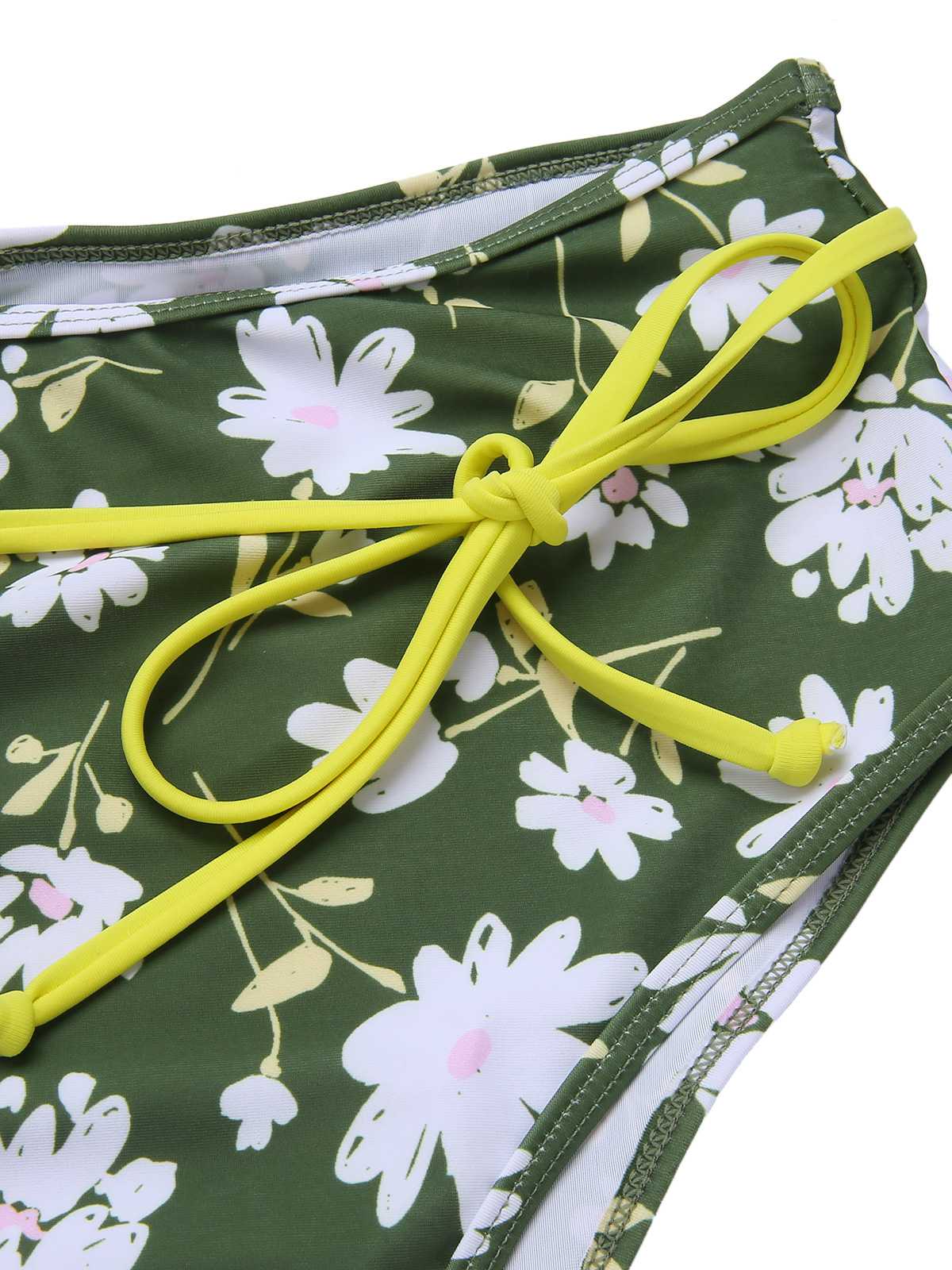 Dark Green 1940s Halter Bow Floral Swimsuit - Image 6