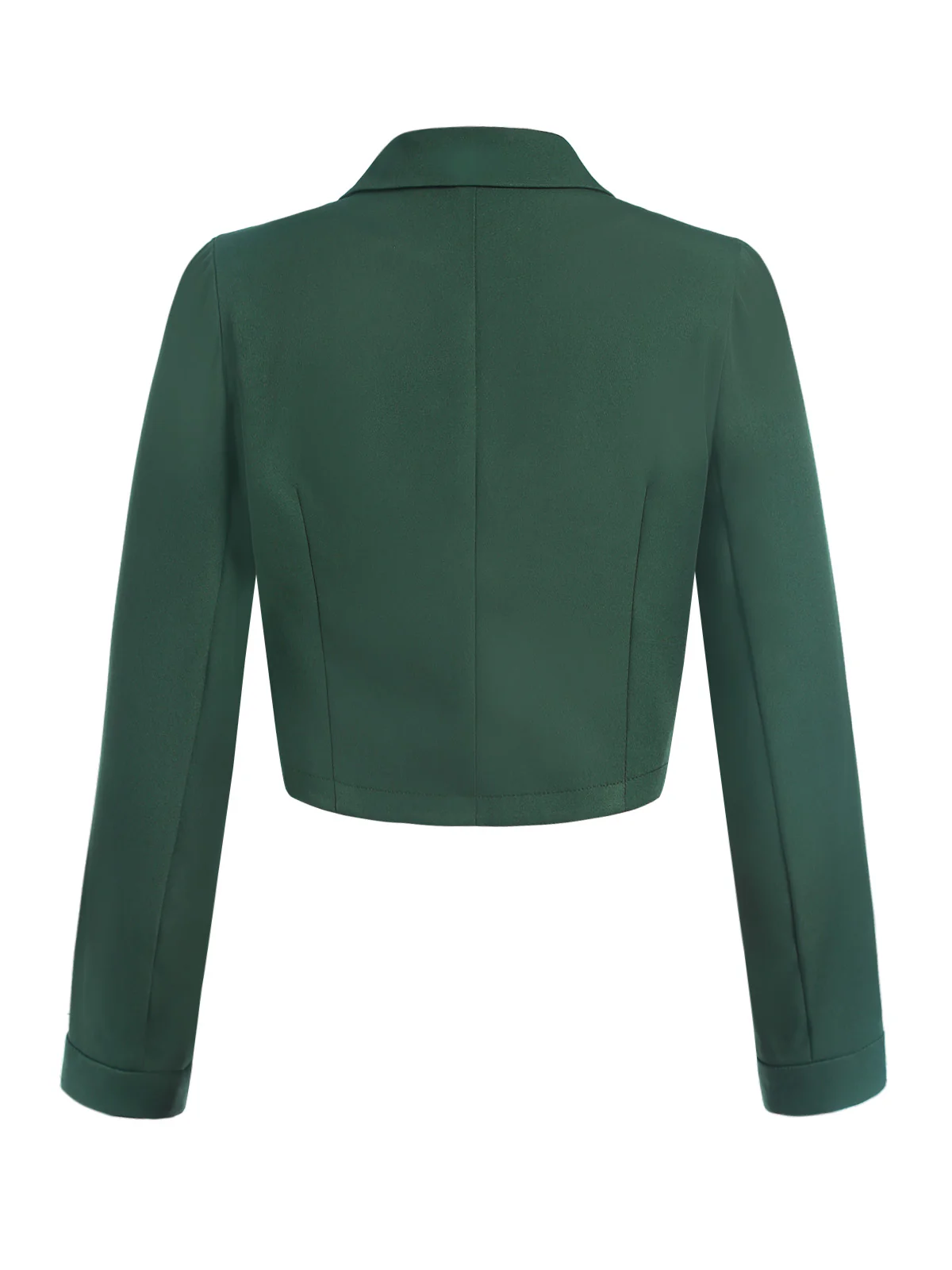 Dark Green 1940s Lapel Button Cropped Blazer - Image 4