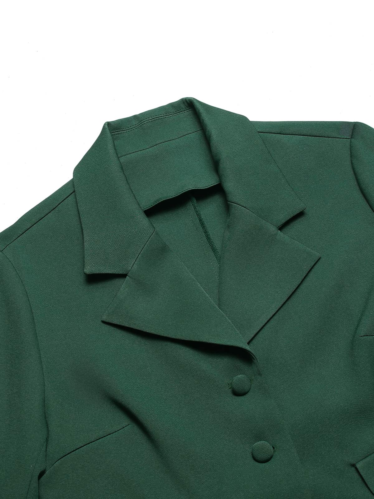 Dark Green 1940s Lapel Button Cropped Blazer - Image 5