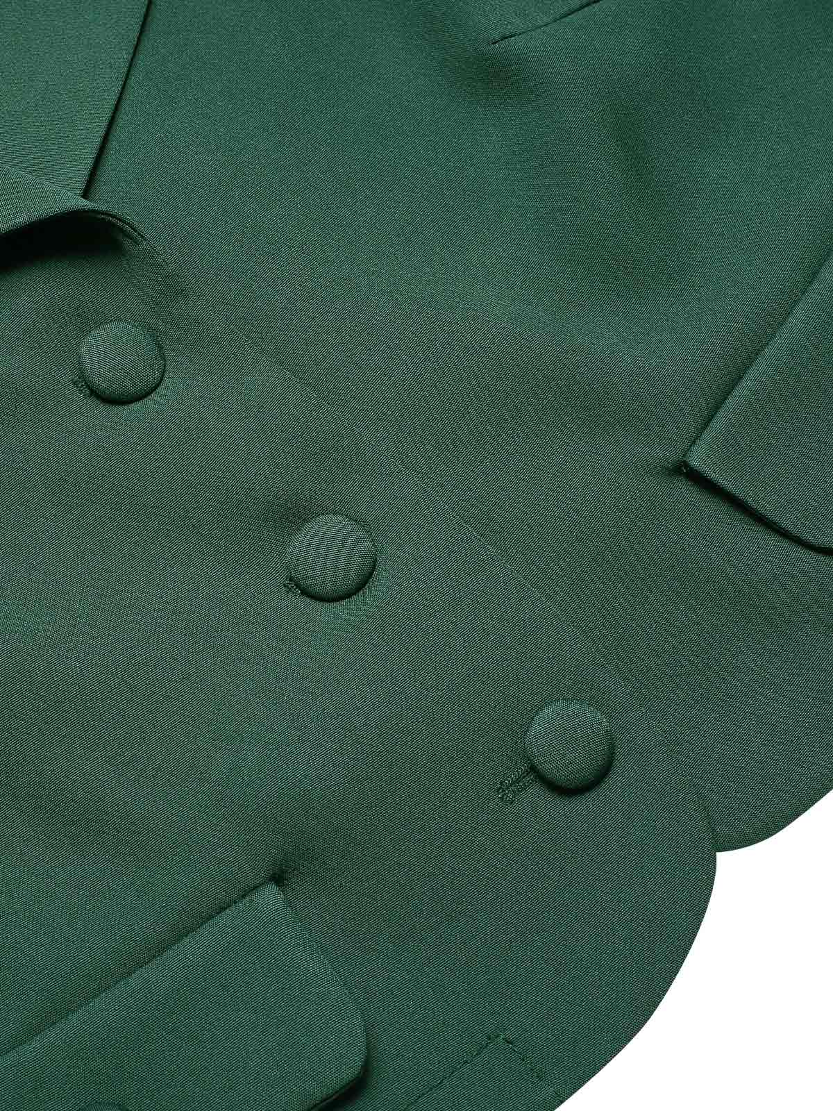 Dark Green 1940s Lapel Button Cropped Blazer - Image 6