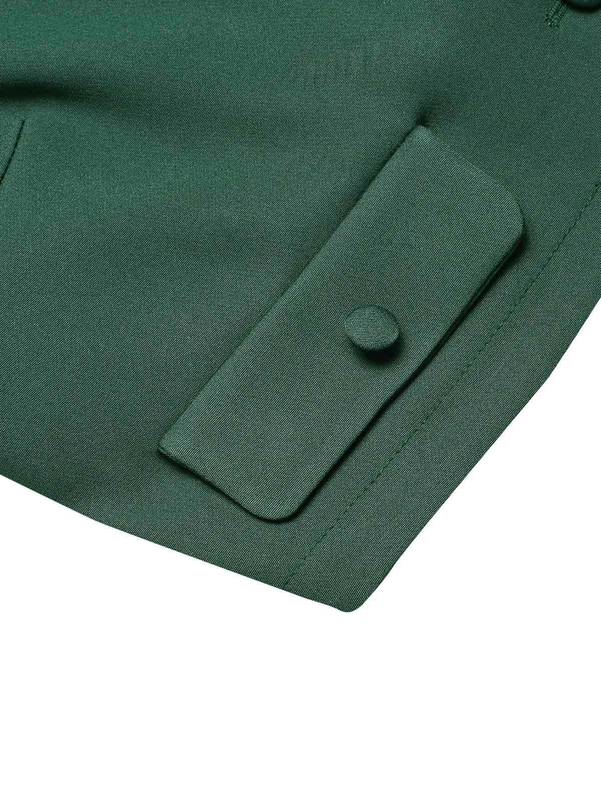 Dark Green 1940s Lapel Button Cropped Blazer - Image 7