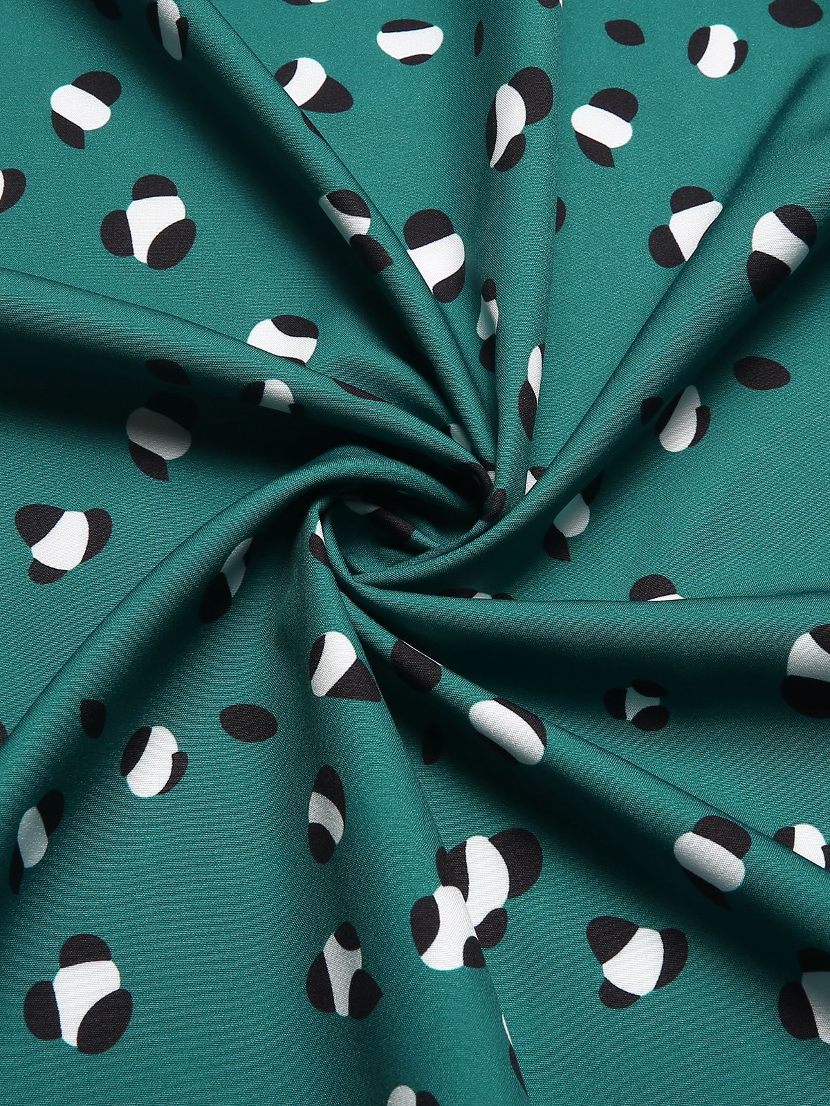 Dark Green 1940s Ruffled Neck Long Sleeve Belted Dress - Image 4