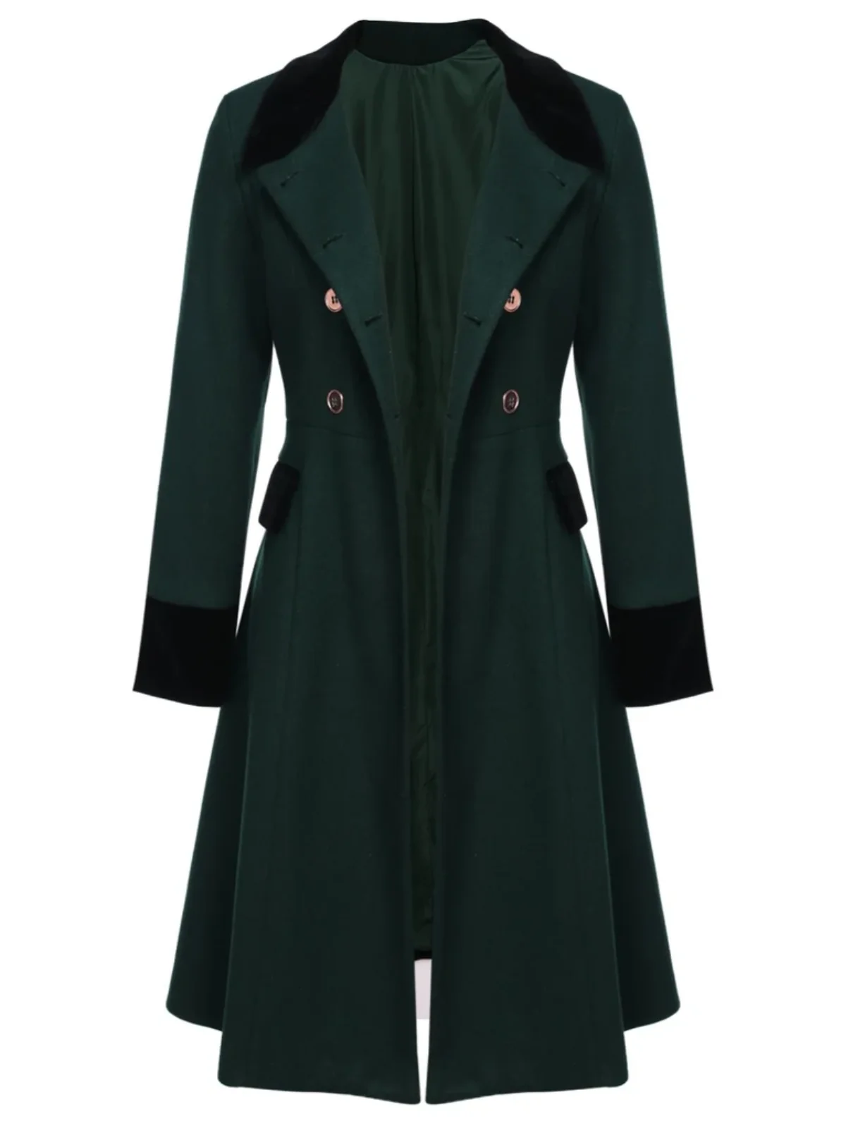 Dark Green 1940s Solid Button Coat - Image 6