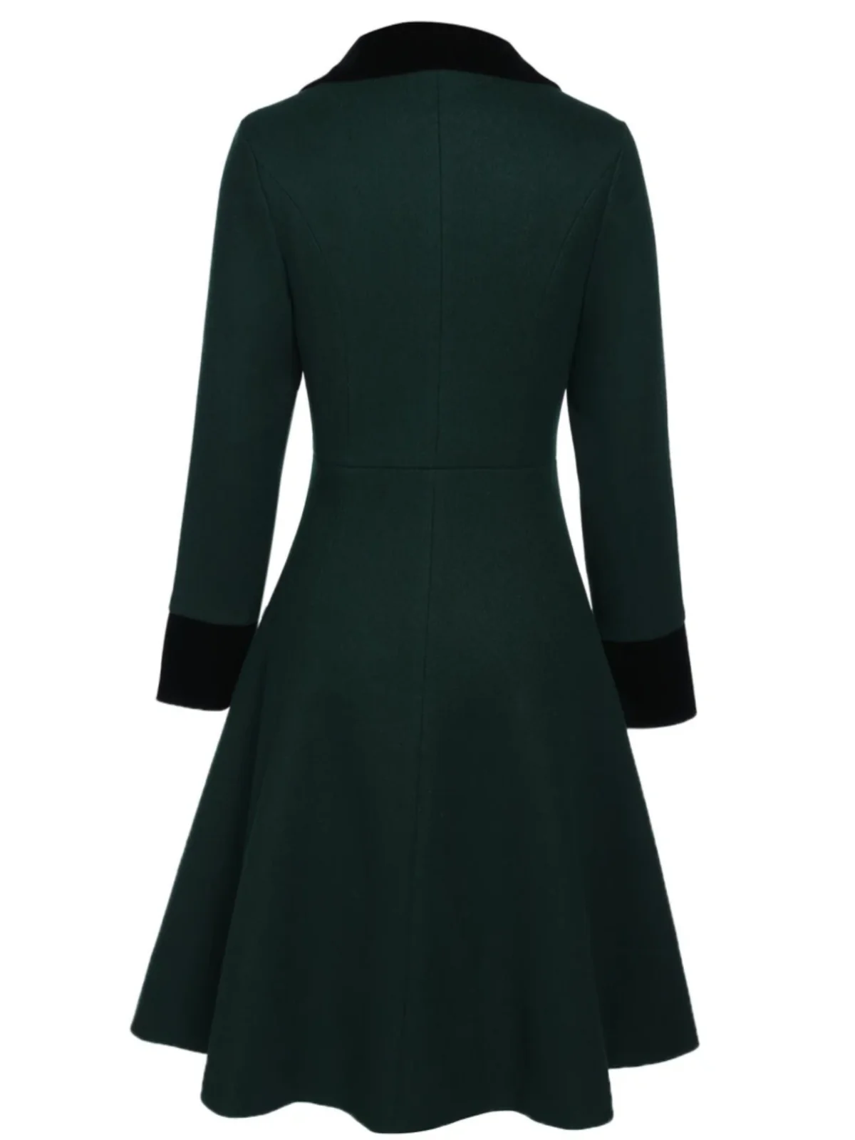 Dark Green 1940s Solid Button Coat - Image 5