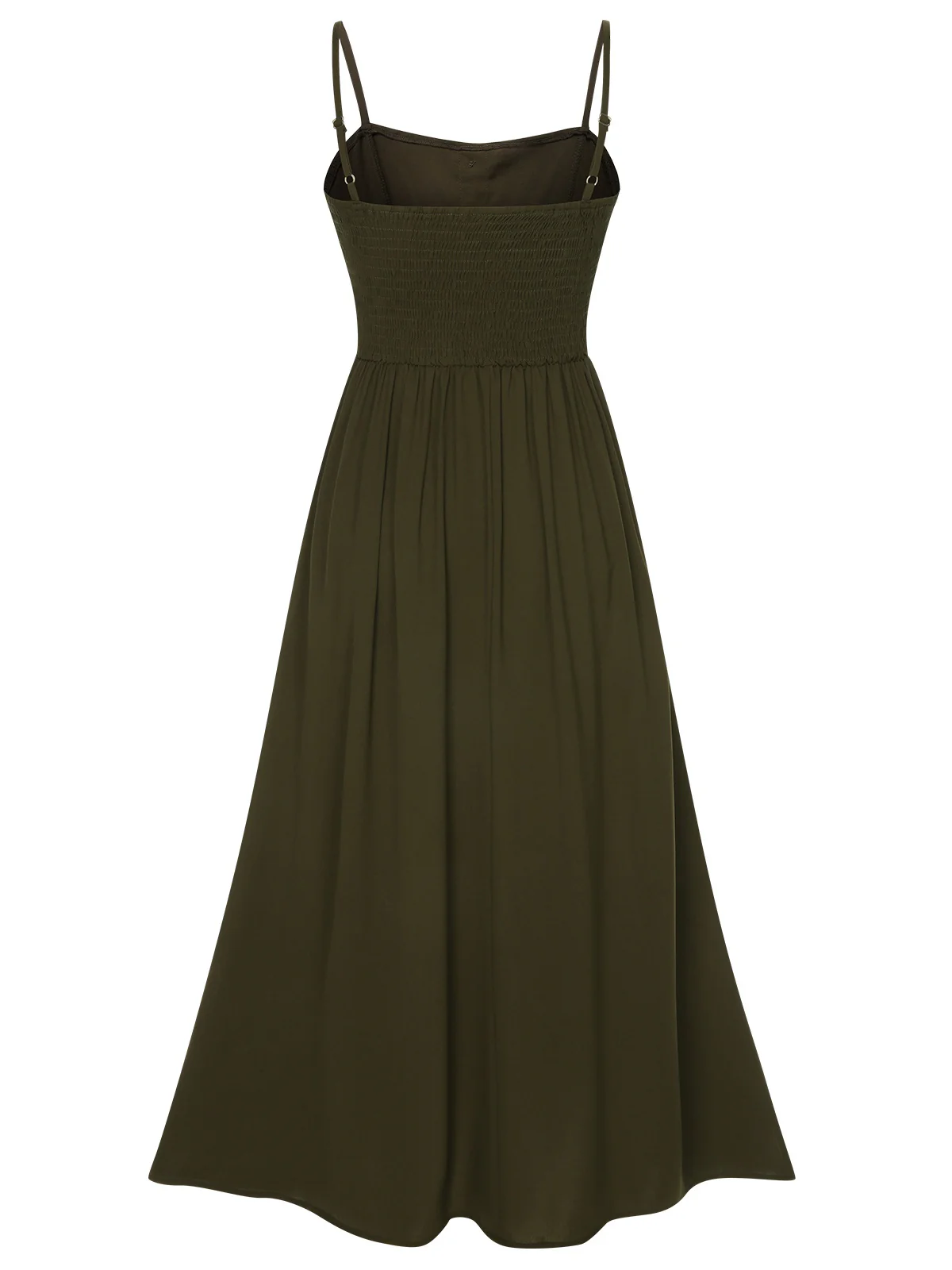 Dark Green 1940s Solid Button Sling Dress - Image 3