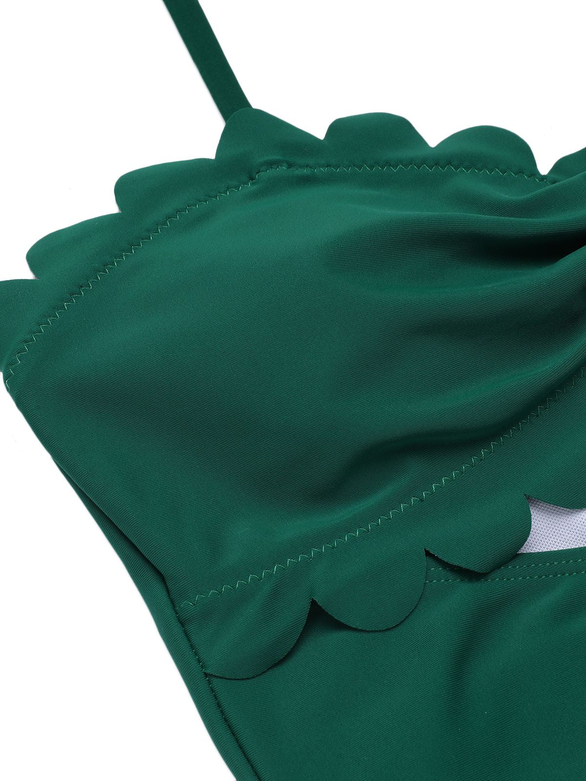Dark Green 1940s Solid Halter One-piece Swimsuit - Image 5