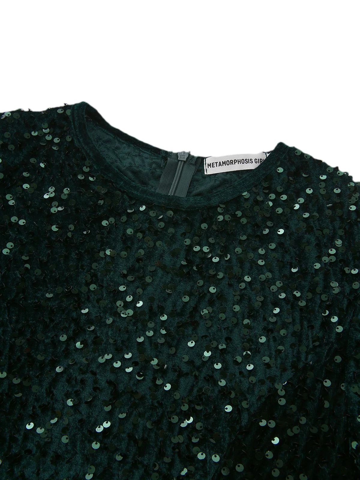 Dark Green 1940s Solid Sequins Long Sleeve Maxi Dress - Image 6
