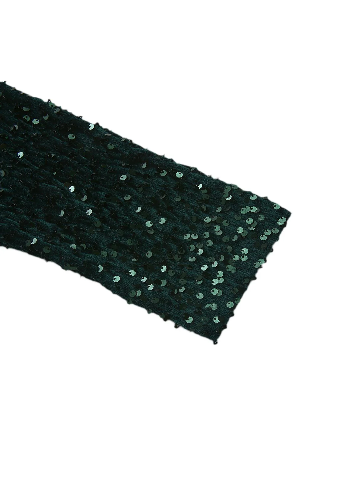 Dark Green 1940s Solid Sequins Long Sleeve Maxi Dress - Image 7