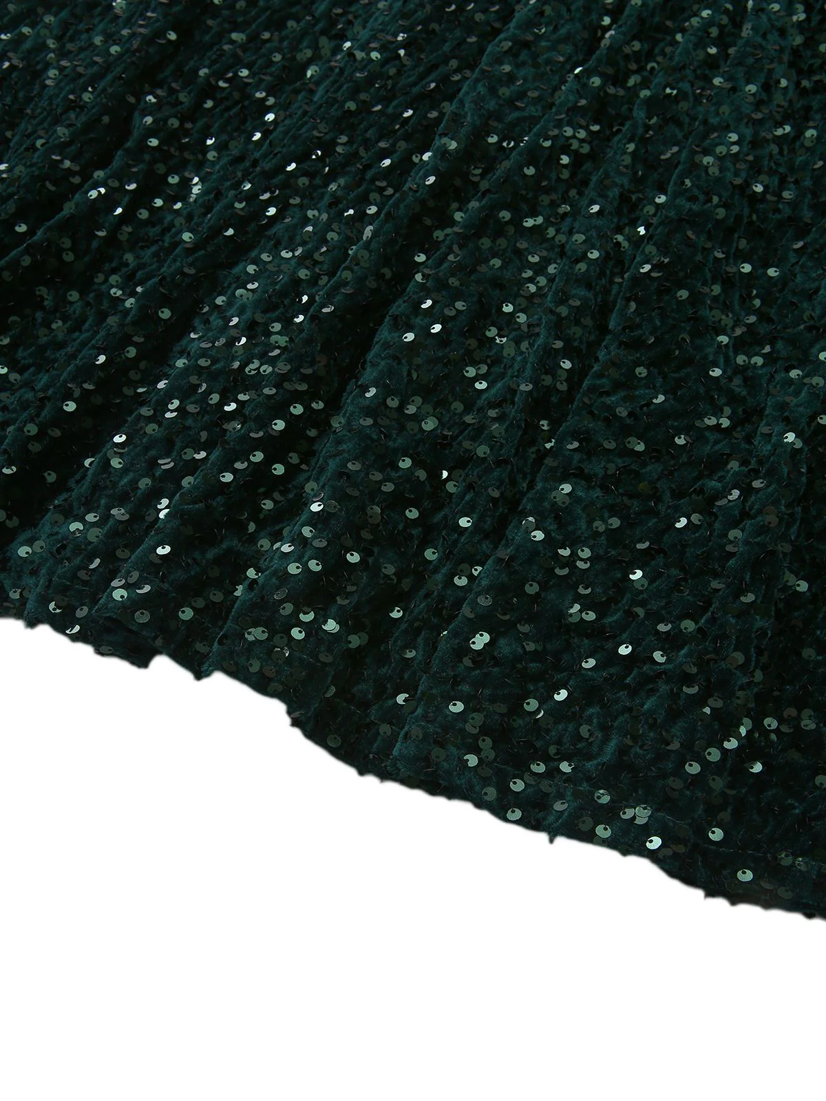 Dark Green 1940s Solid Sequins Long Sleeve Maxi Dress - Image 8