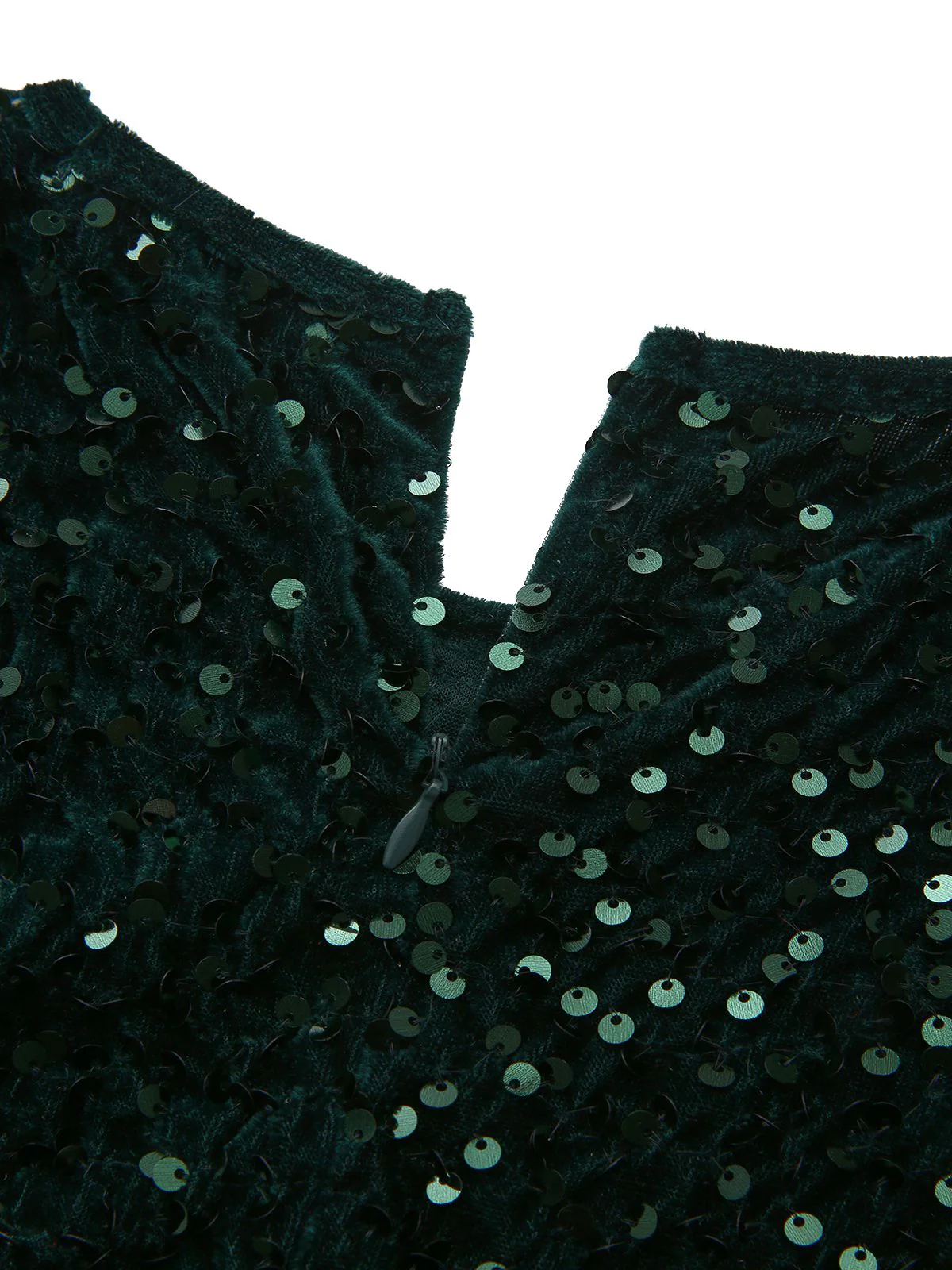 Dark Green 1940s Solid Sequins Long Sleeve Maxi Dress - Image 9