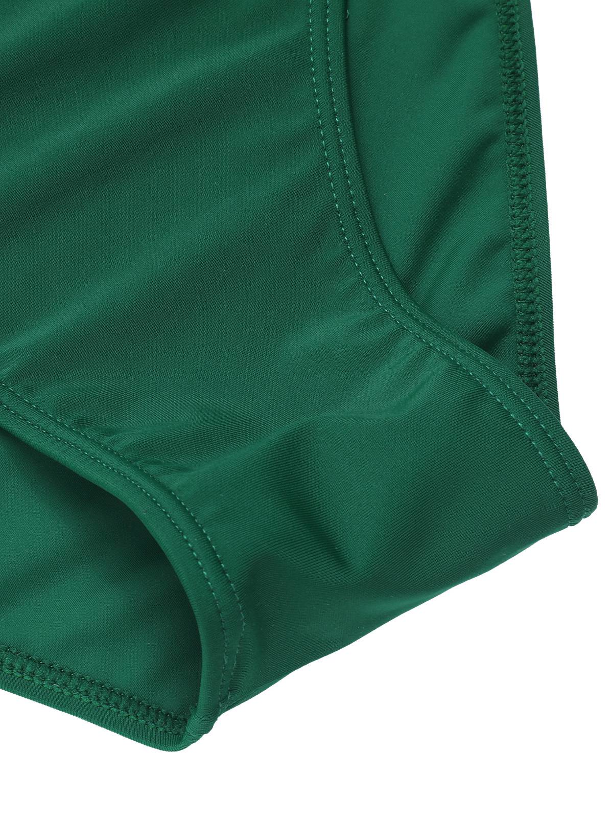 Dark Green 1940s Striped Ruffled Swimsuit - Image 7