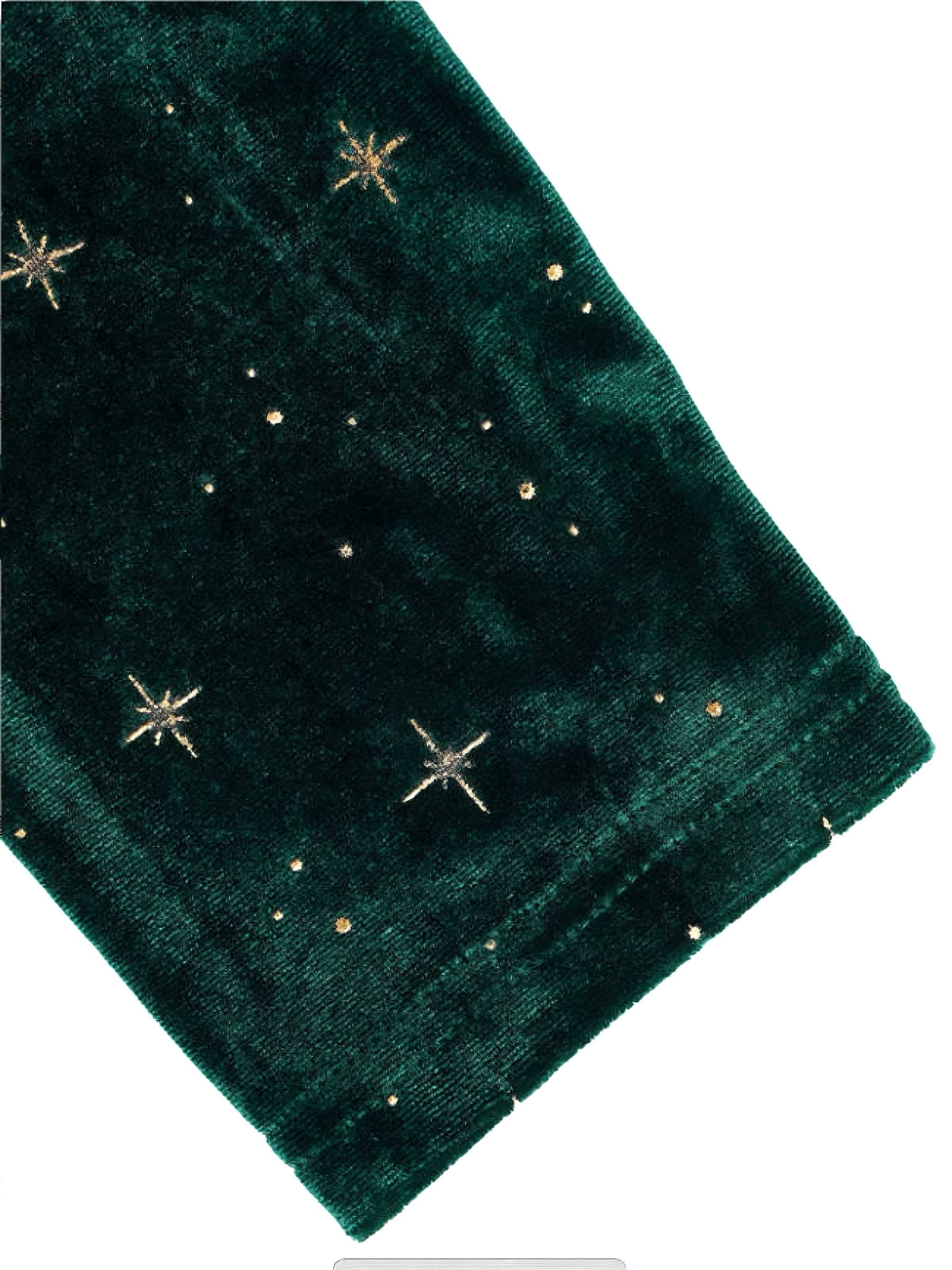 Dark Green 1940s V-Neck Star Velvet Dress - Image 6