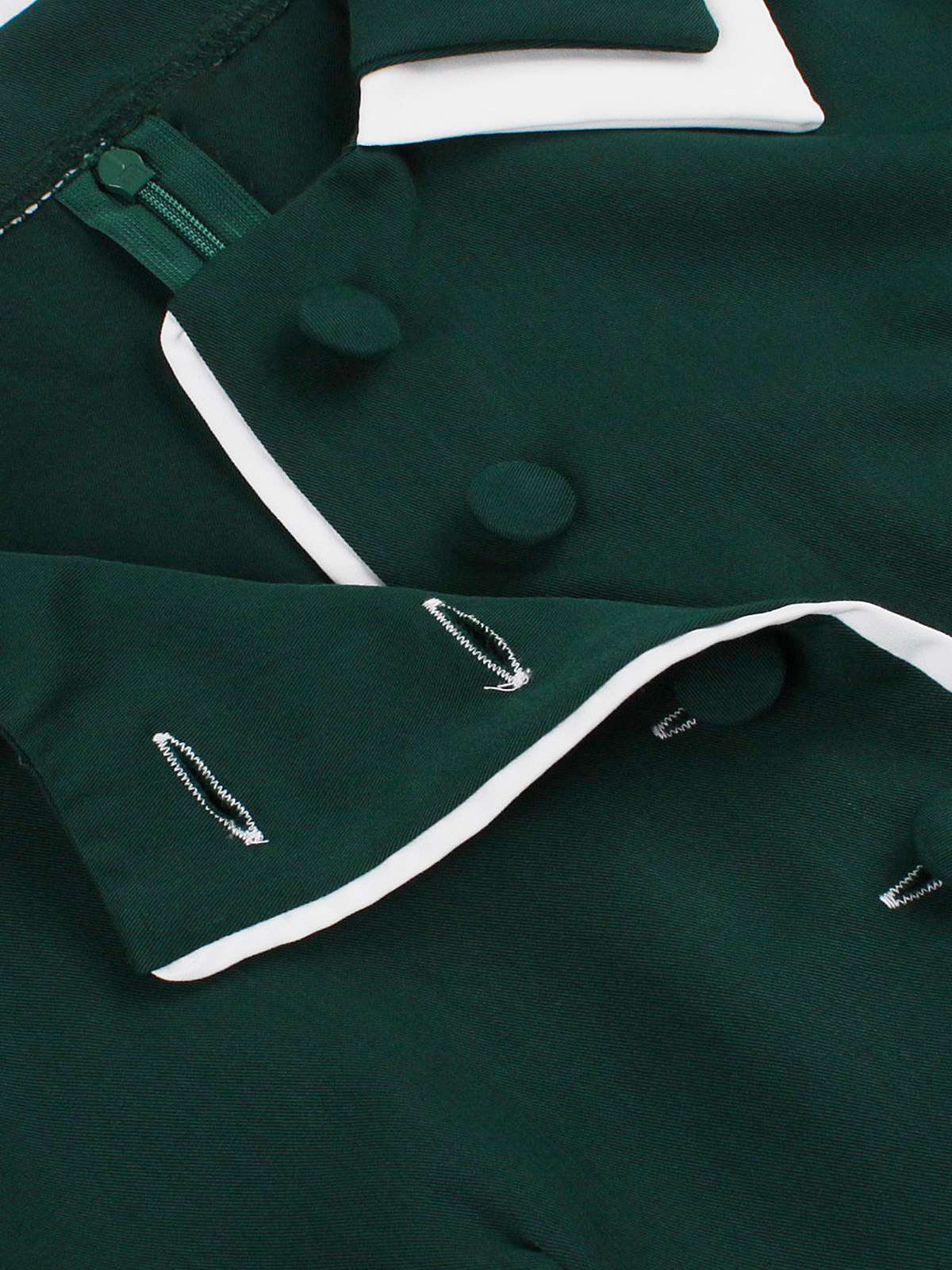 Dark Green 1950s Contrasted Lapel Swing Dress - Image 5
