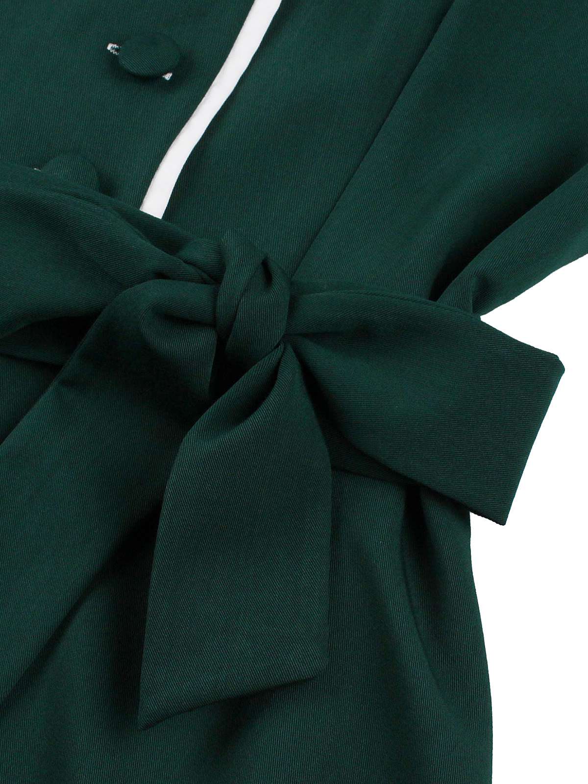 Dark Green 1950s Contrasted Lapel Swing Dress - Image 6