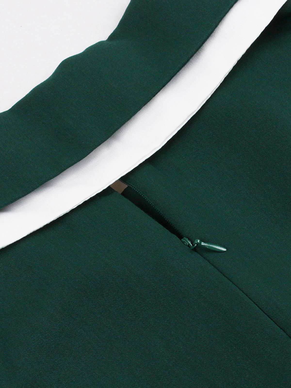 Dark Green 1950s Contrasted Lapel Swing Dress - Image 7