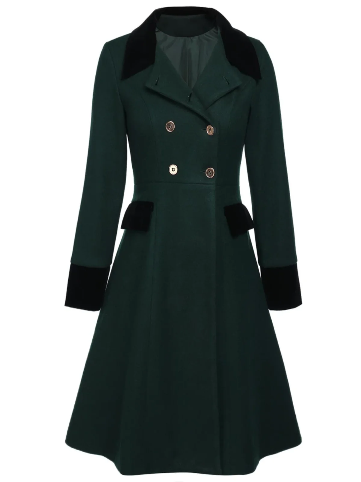 Dark Green 1940s Solid Button Coat - Image 6