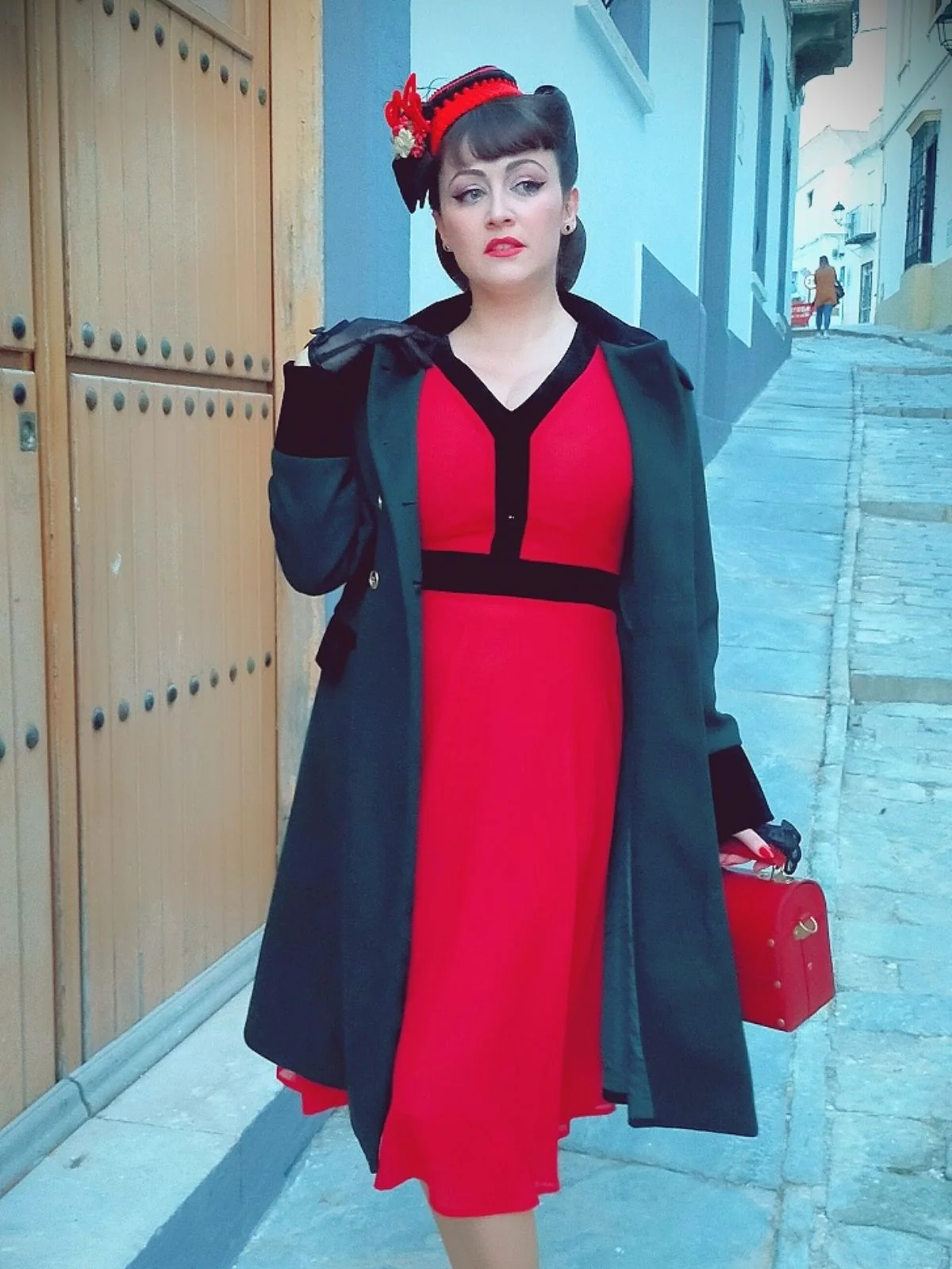 Dark Green 1940s Solid Button Coat - Image 8