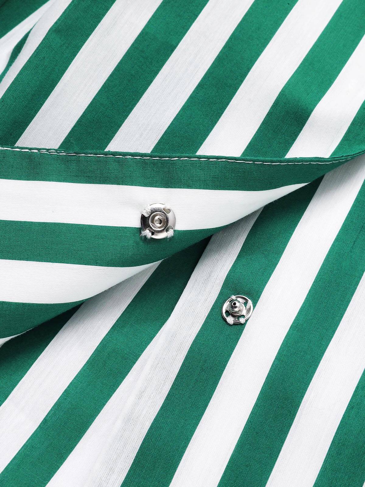 Dark Green 1950s Tie Neck Striped Dress - Image 7