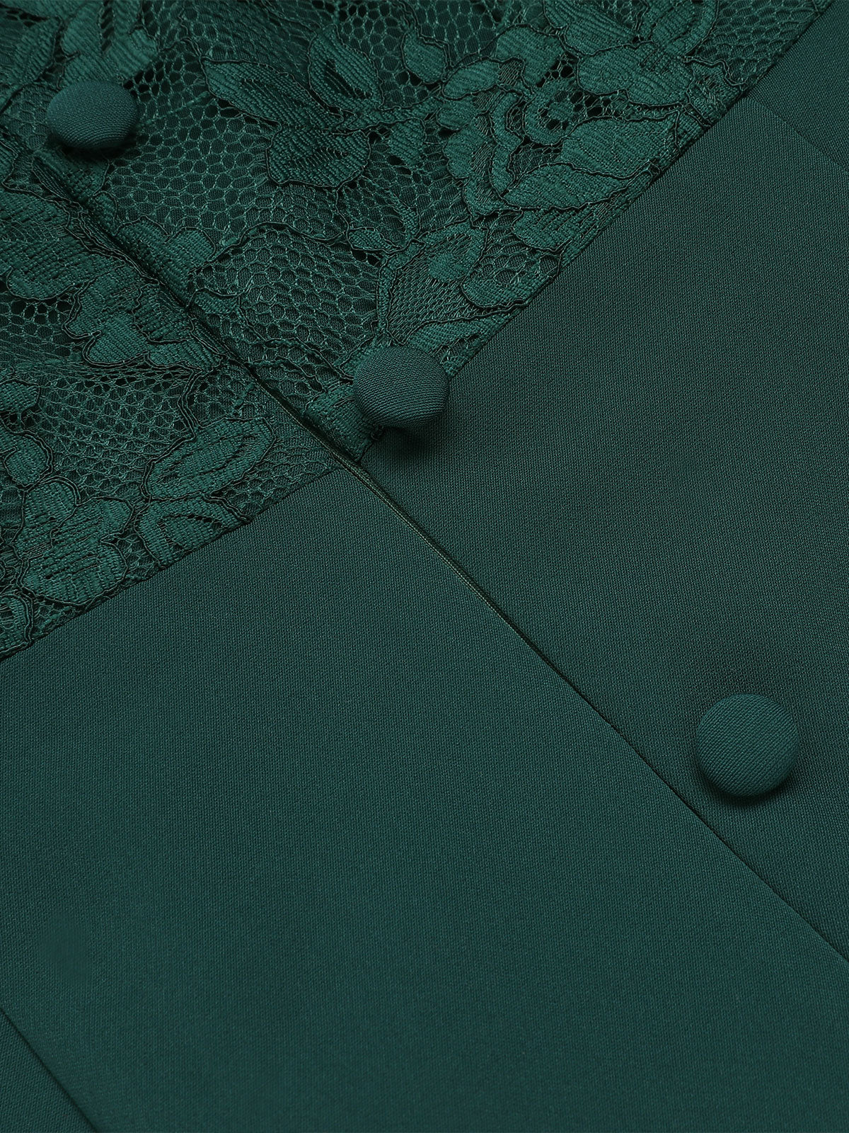 Dark Green 1960s Lace Off-shoulder Dress - Image 5