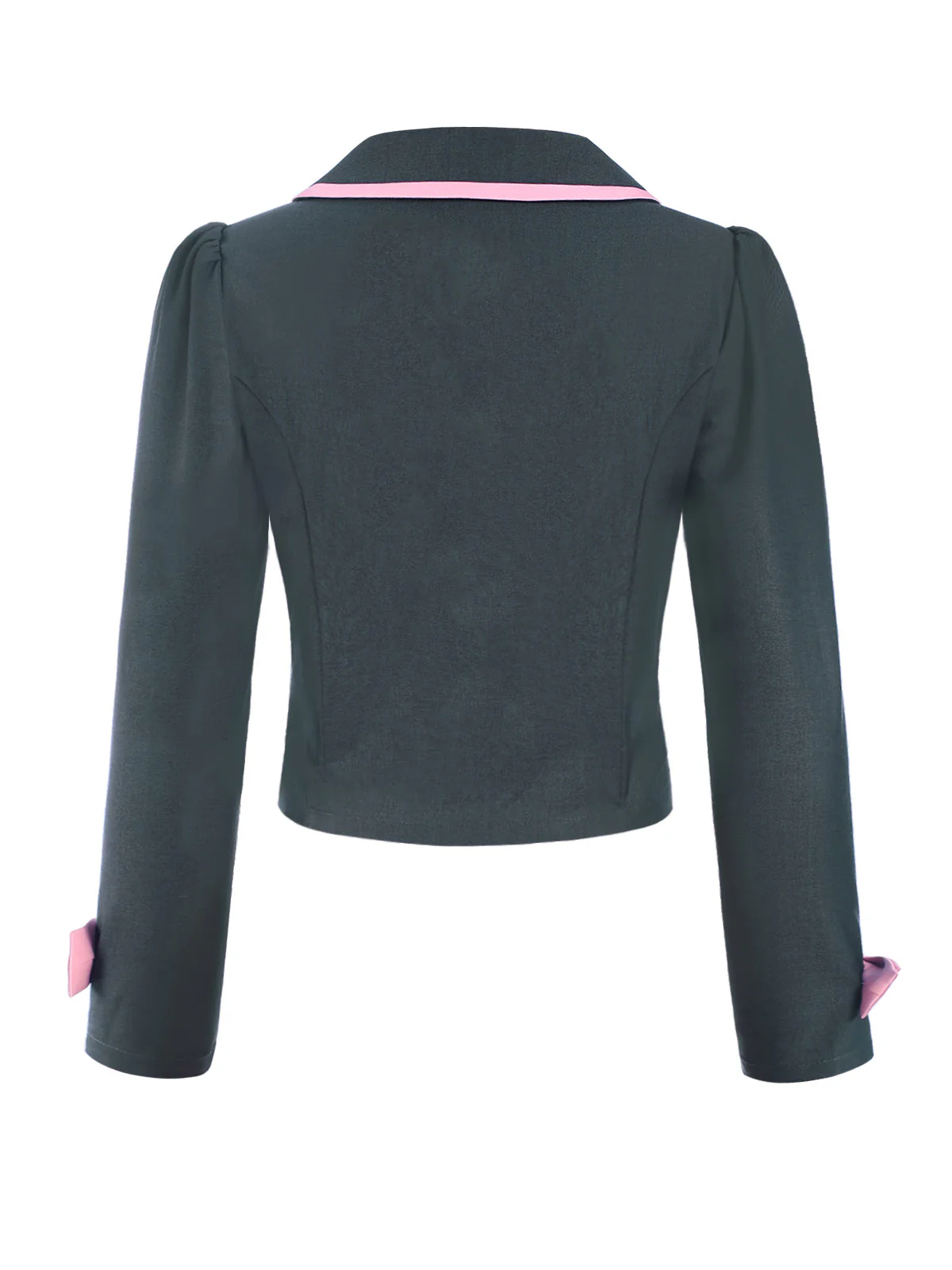 Dark Grey 1950s Lapel Bow Short Coat - Image 4