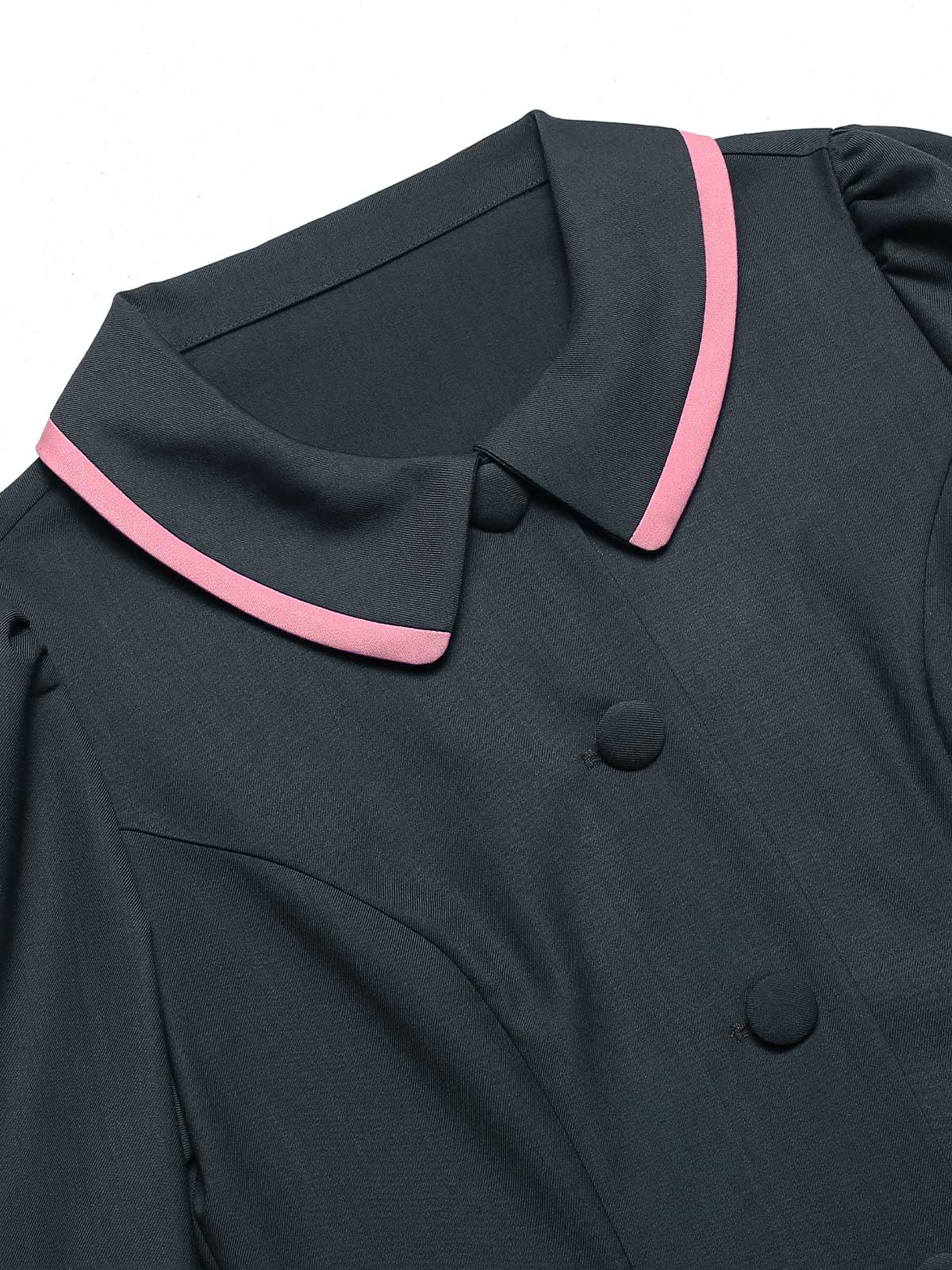 Dark Grey 1950s Lapel Bow Short Coat - Image 6