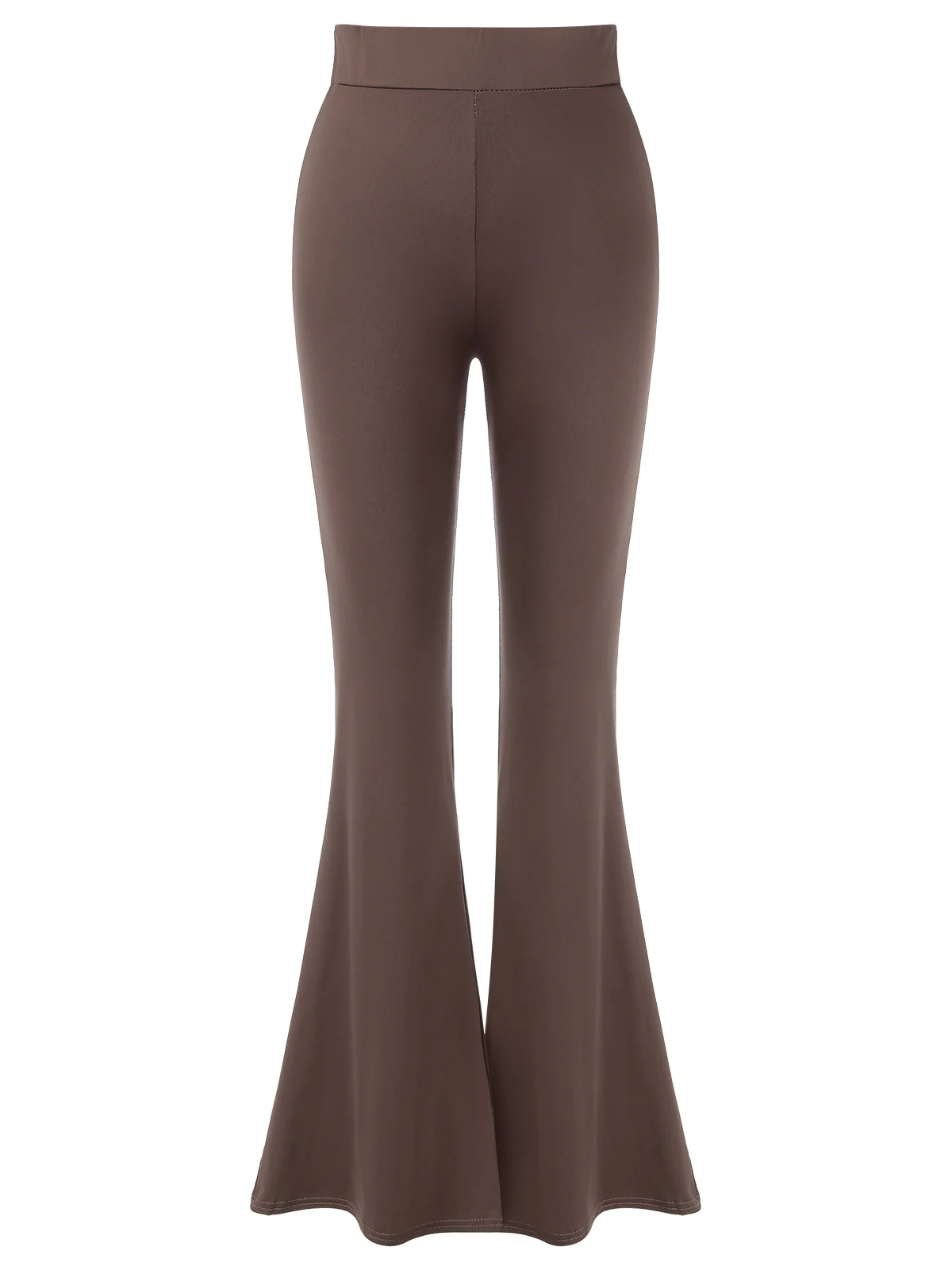 Dark Khaki 1950s Solid Flared Pants - Image 2