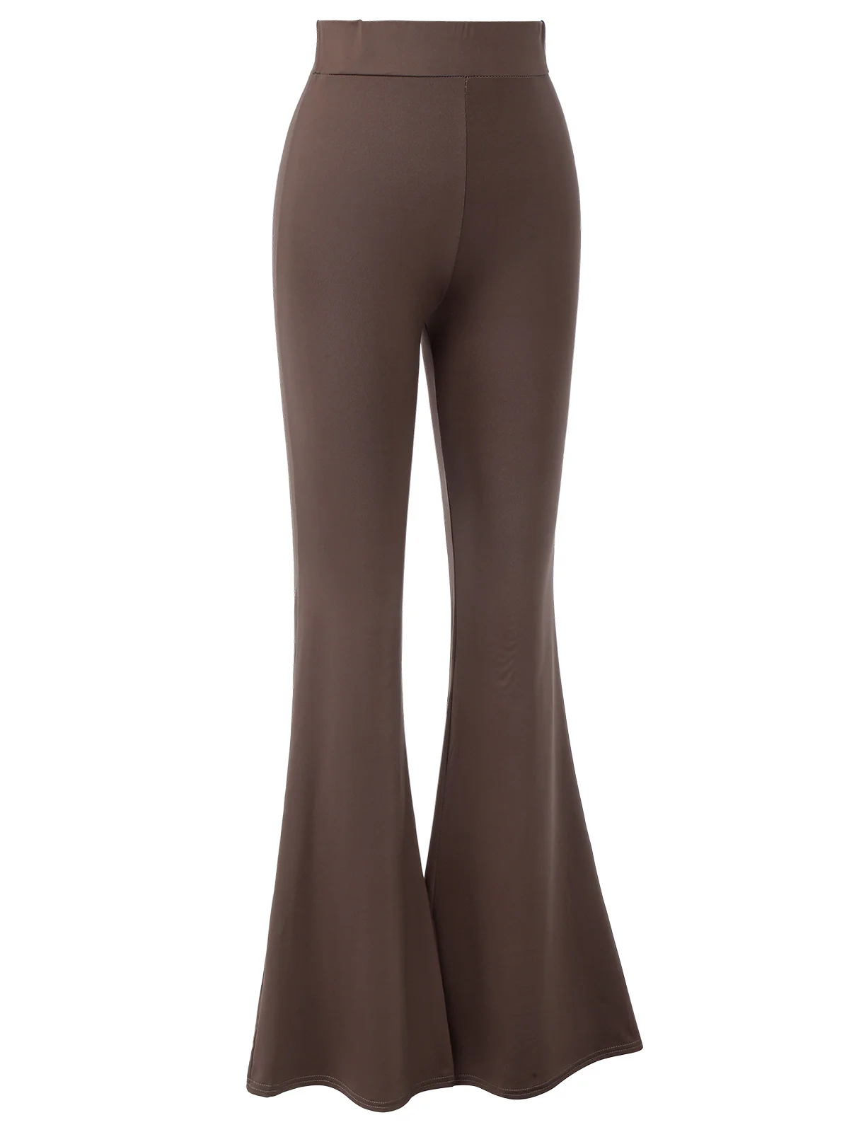 Dark Khaki 1950s Solid Flared Pants - Image 3
