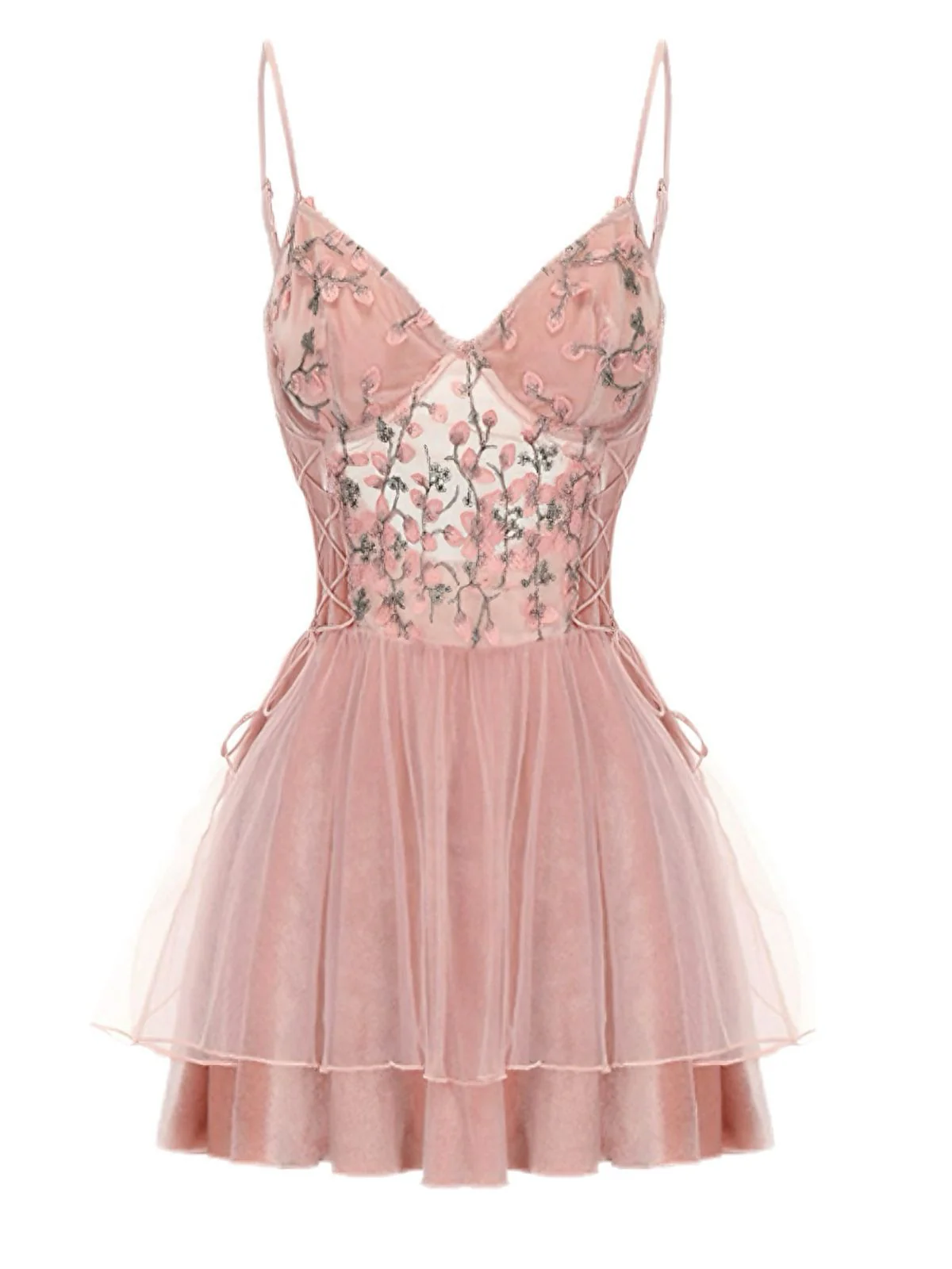 Dark Pink 1980s Floral Velvet Slip Sleepwear - Image 2