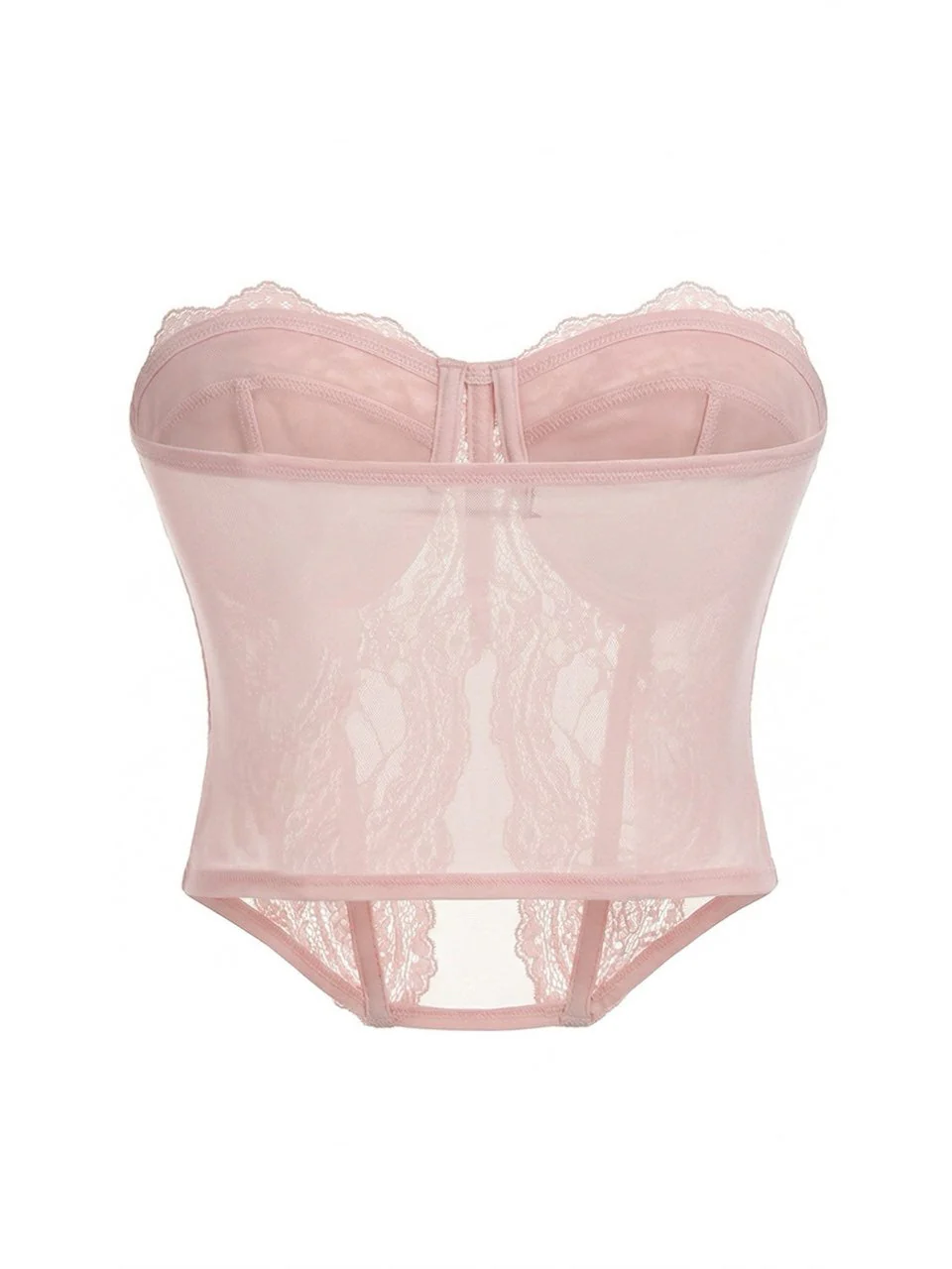 Dark Pink 1980s Lace Solid Bandeau Top - Image 3