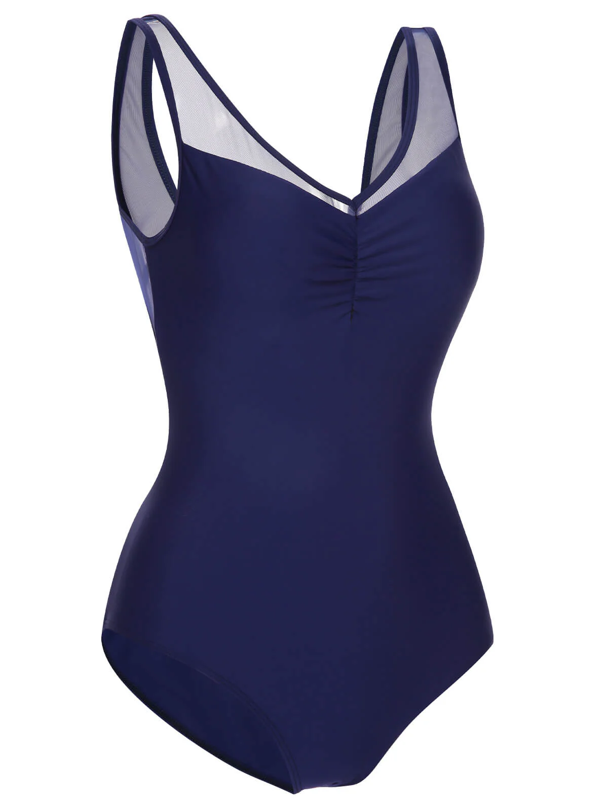 Deep Blue 1930s Solid Back Cross Swimsuit - Image 2