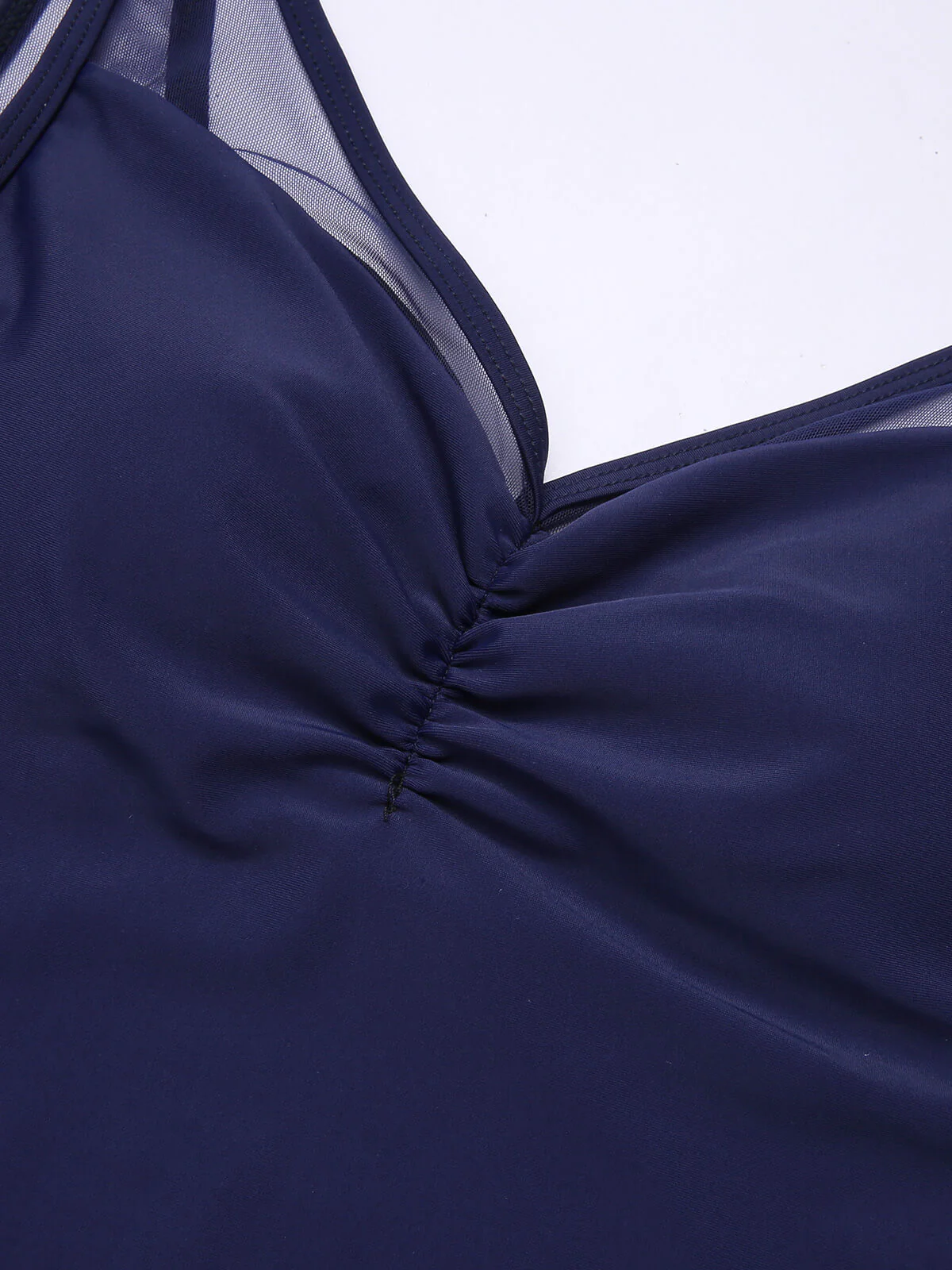Deep Blue 1930s Solid Back Cross Swimsuit - Image 4