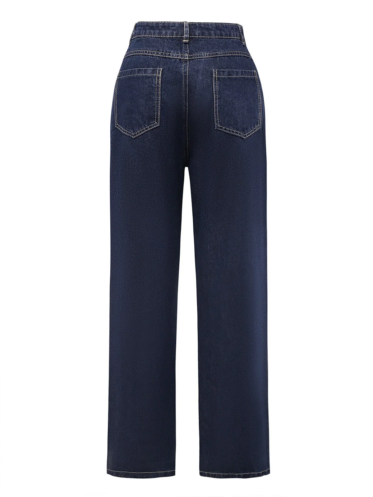 Deep Blue 1950s Denim Straight Leg Pants - Image 2