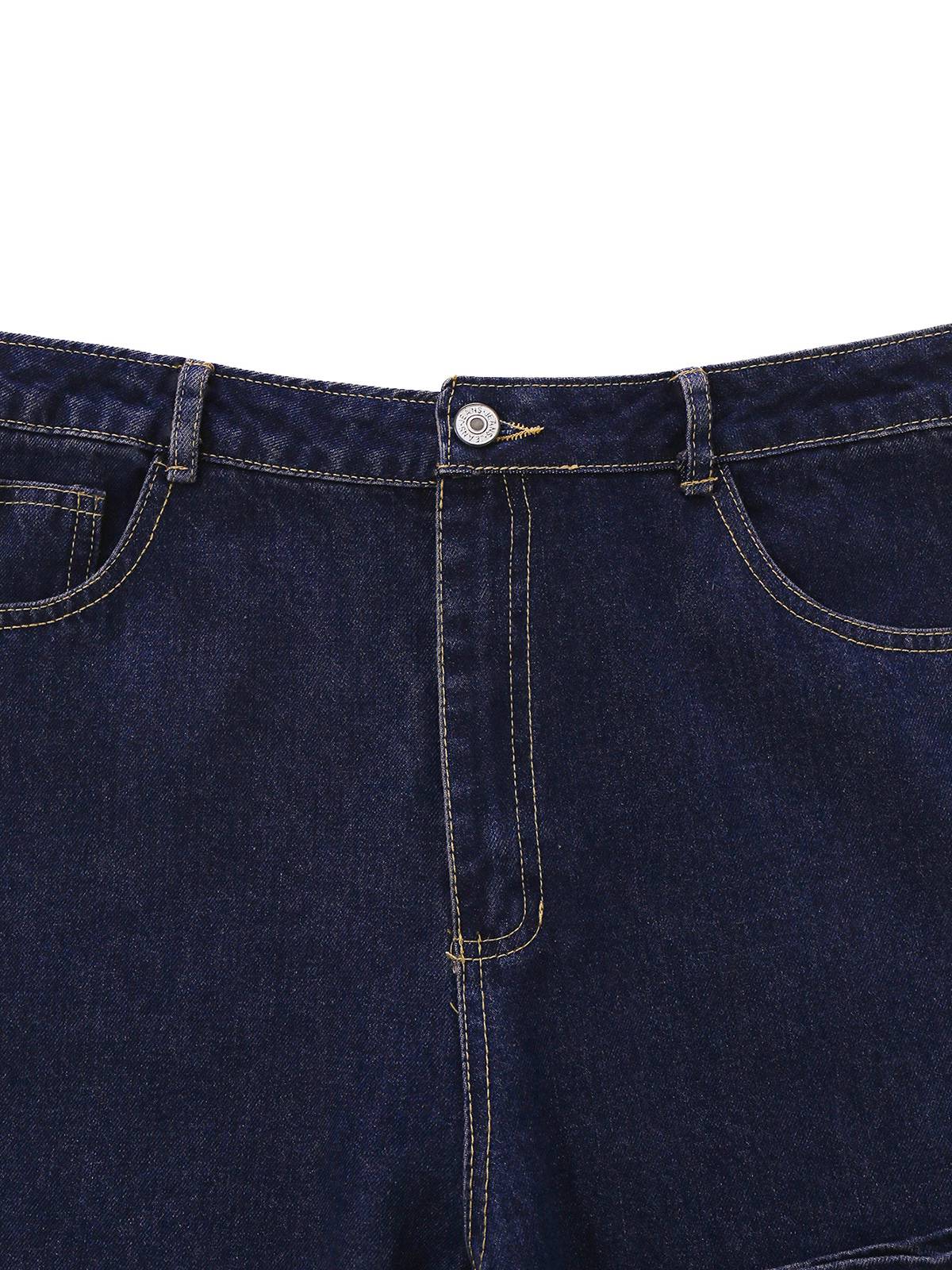 Deep Blue 1950s Denim Straight Leg Pants - Image 3