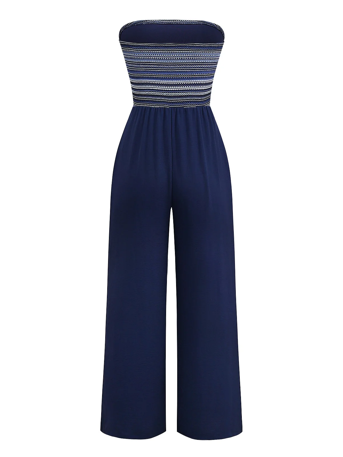 Deep Blue 1950s Stripes Bandeau Jumpsuit - Image 2