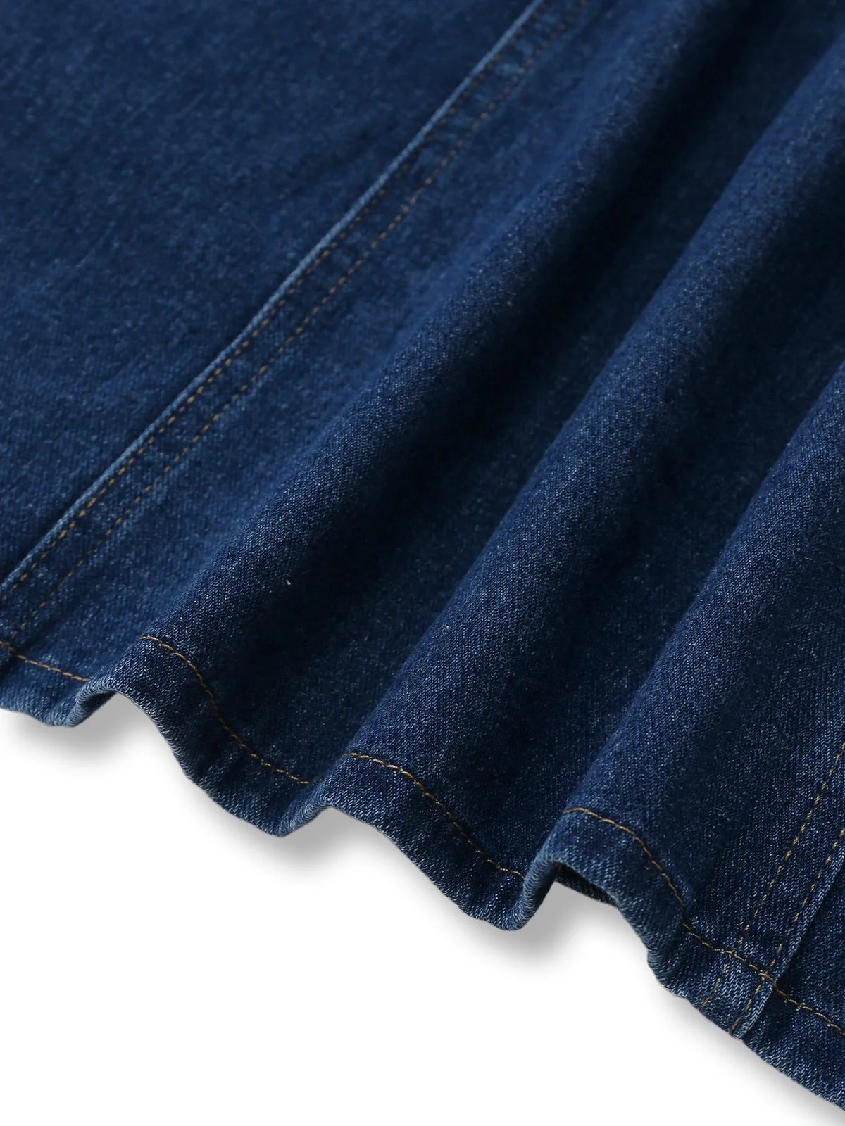 Deep Blue 1970s Denim Lapel Sleeveless Button Dress - Image 5
