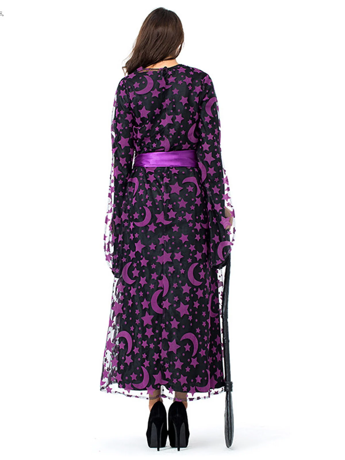 Deep Purple 1930s Star & Moon Batwing Sleeve Witch Dress Set - Image 3