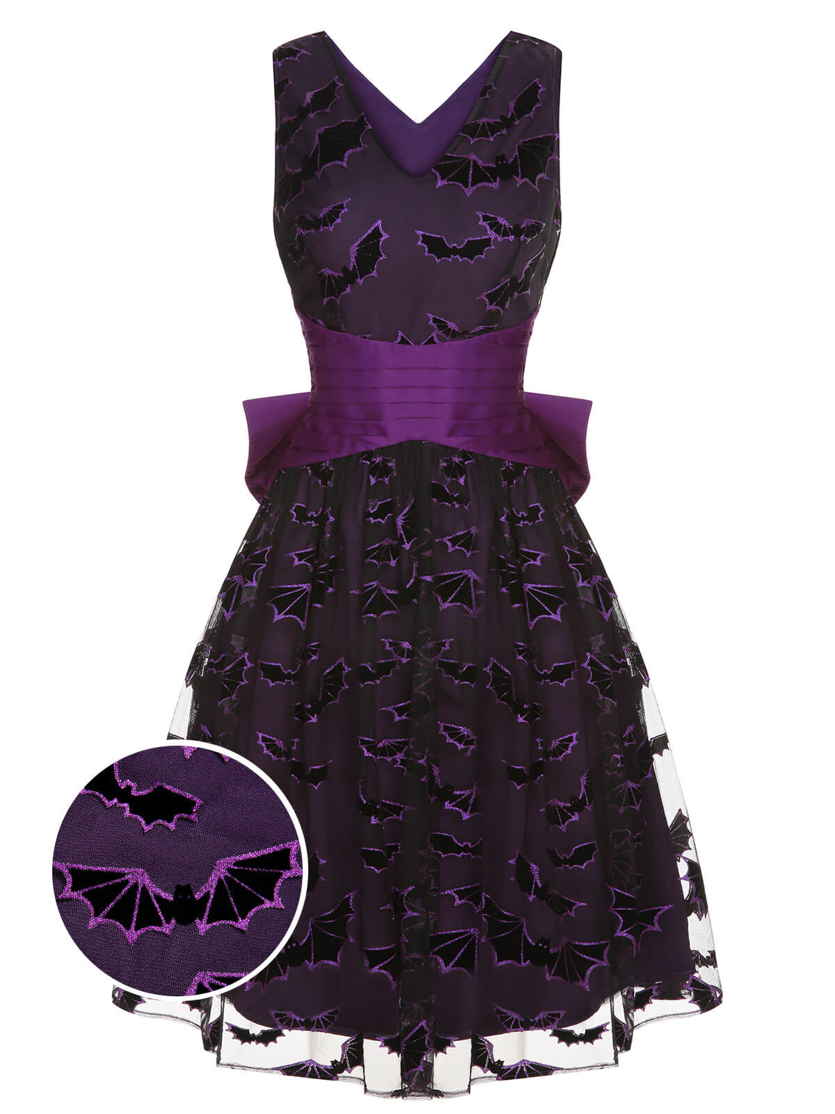 Deep Purple 1950s Halloween Bat Bow Dress - Image 2