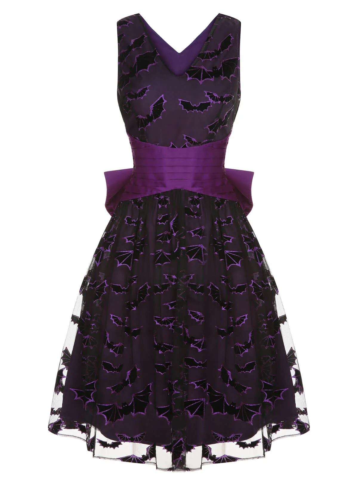 Deep Purple 1950s Halloween Bat Bow Dress - Image 3