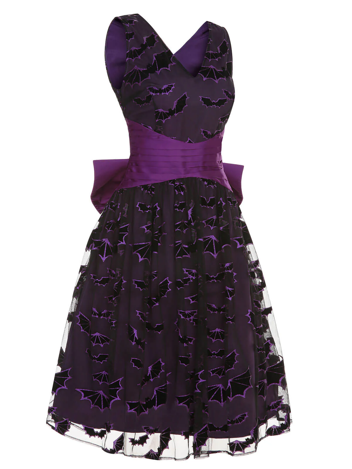 Deep Purple 1950s Halloween Bat Bow Dress - Image 4