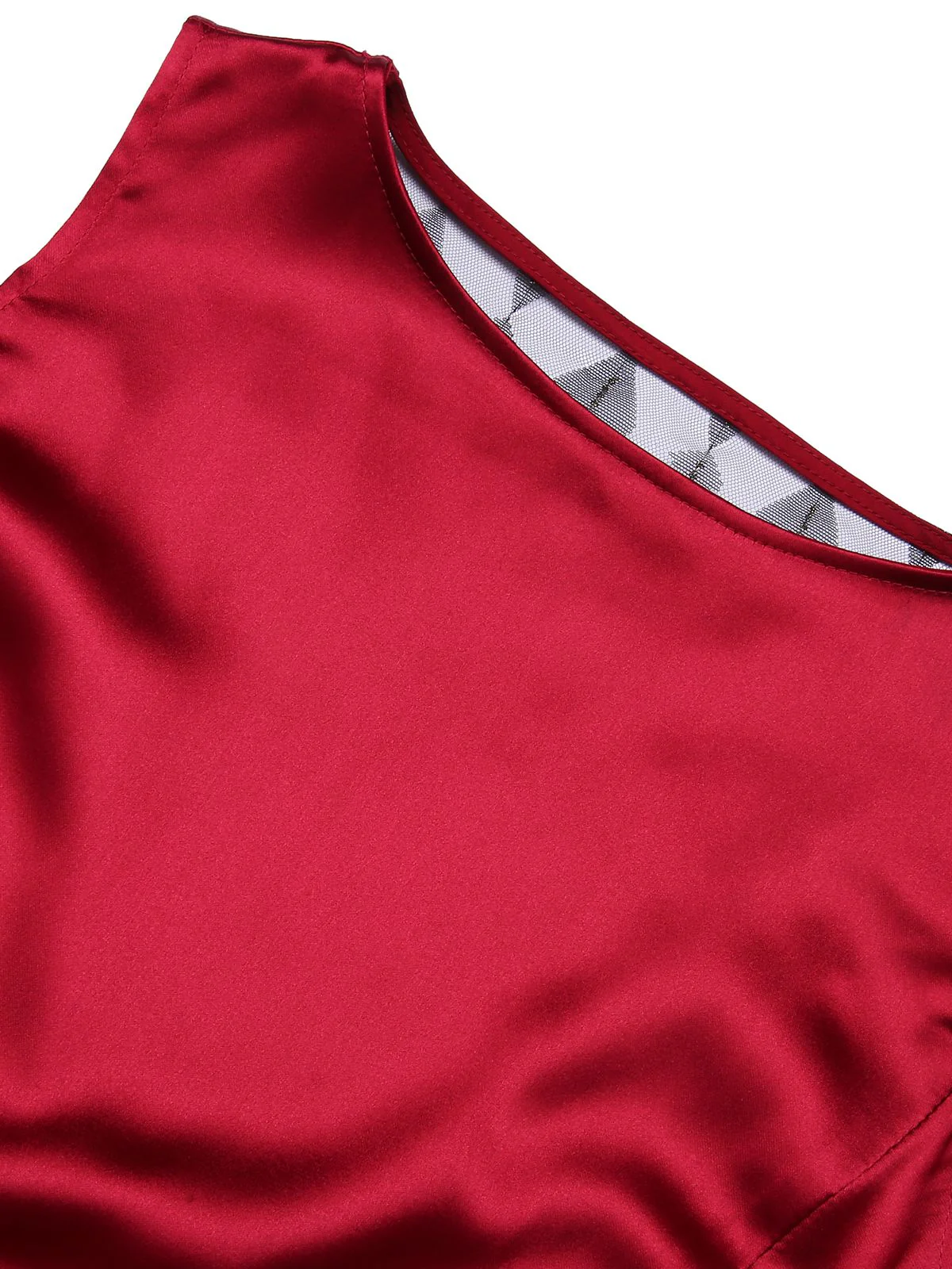 Deep Red 1930s Solid Bow Decor Fishtail Dress - Image 5