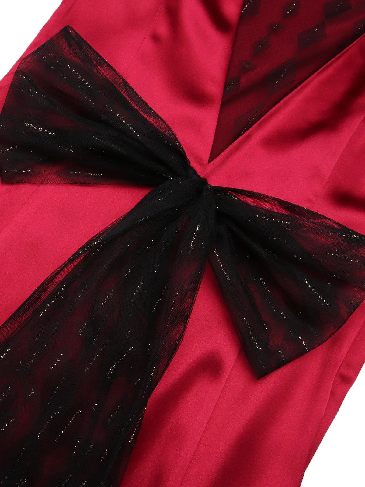 Deep Red 1930s Solid Bow Decor Fishtail Dress - Image 6