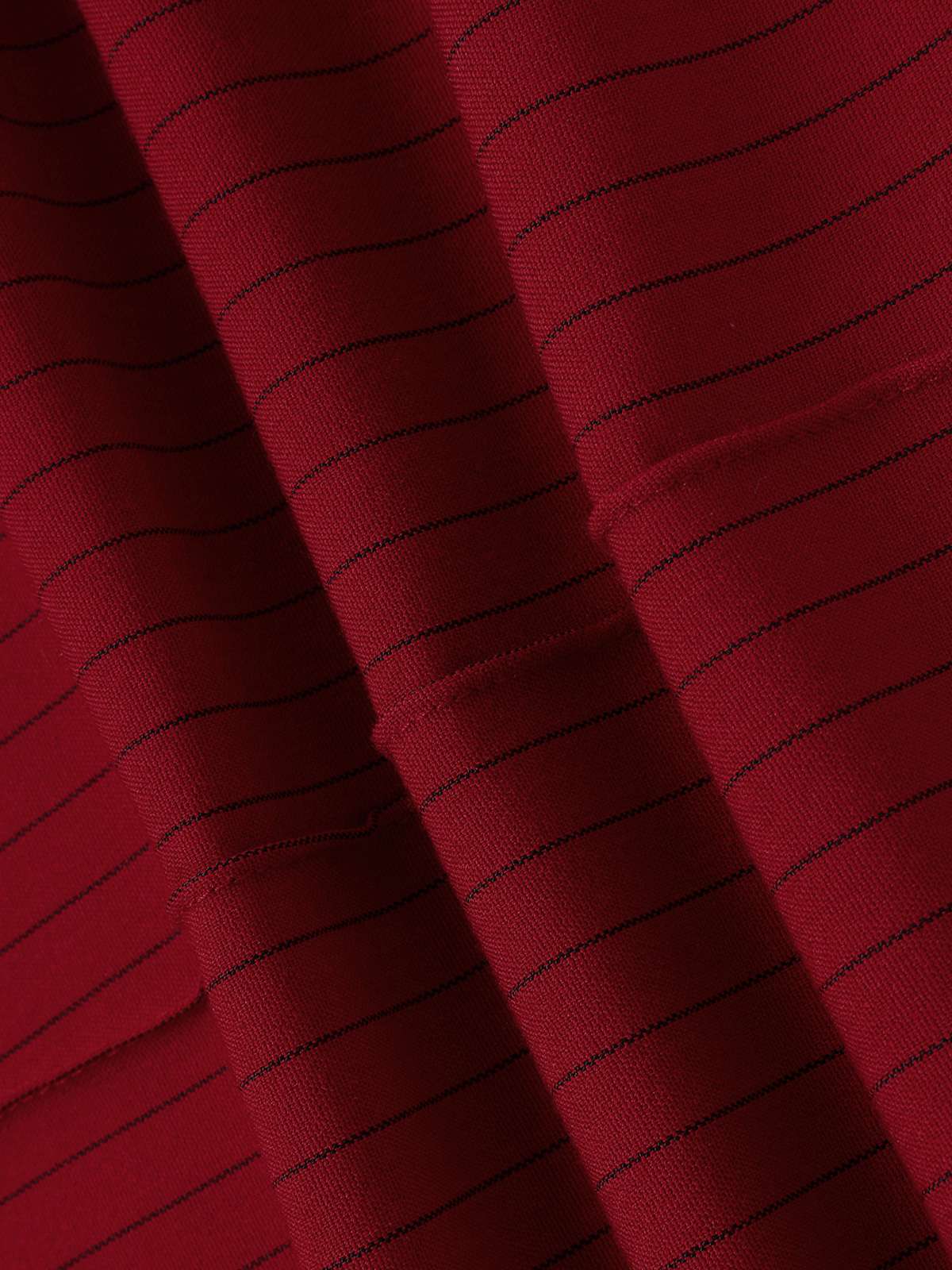 Deep Red 1950s Stripes Wide Leg Belted Pants - Image 7